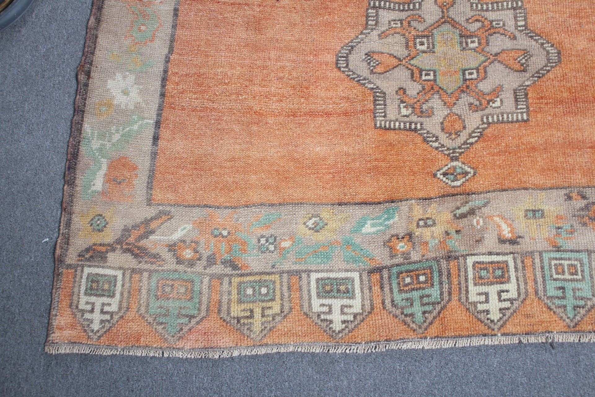 Dining Room Rugs, Orange Antique Rug, Wool Rug, Oushak Rug, Vintage Rug, Salon Rug, Turkish Rugs, 4.8x11.5 ft Large Rugs, Rugs for Bedroom