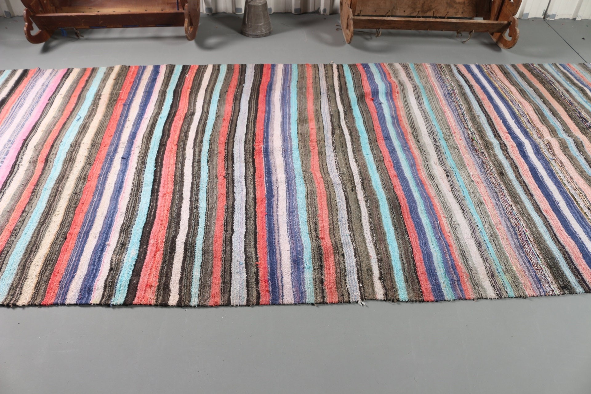 Blue Wool Rugs, 5.2x12.6 ft Large Rugs, Kilim, Cool Rug, Turkish Rug, Bedroom Rug, Rugs for Salon, Vintage Rug, Salon Rug