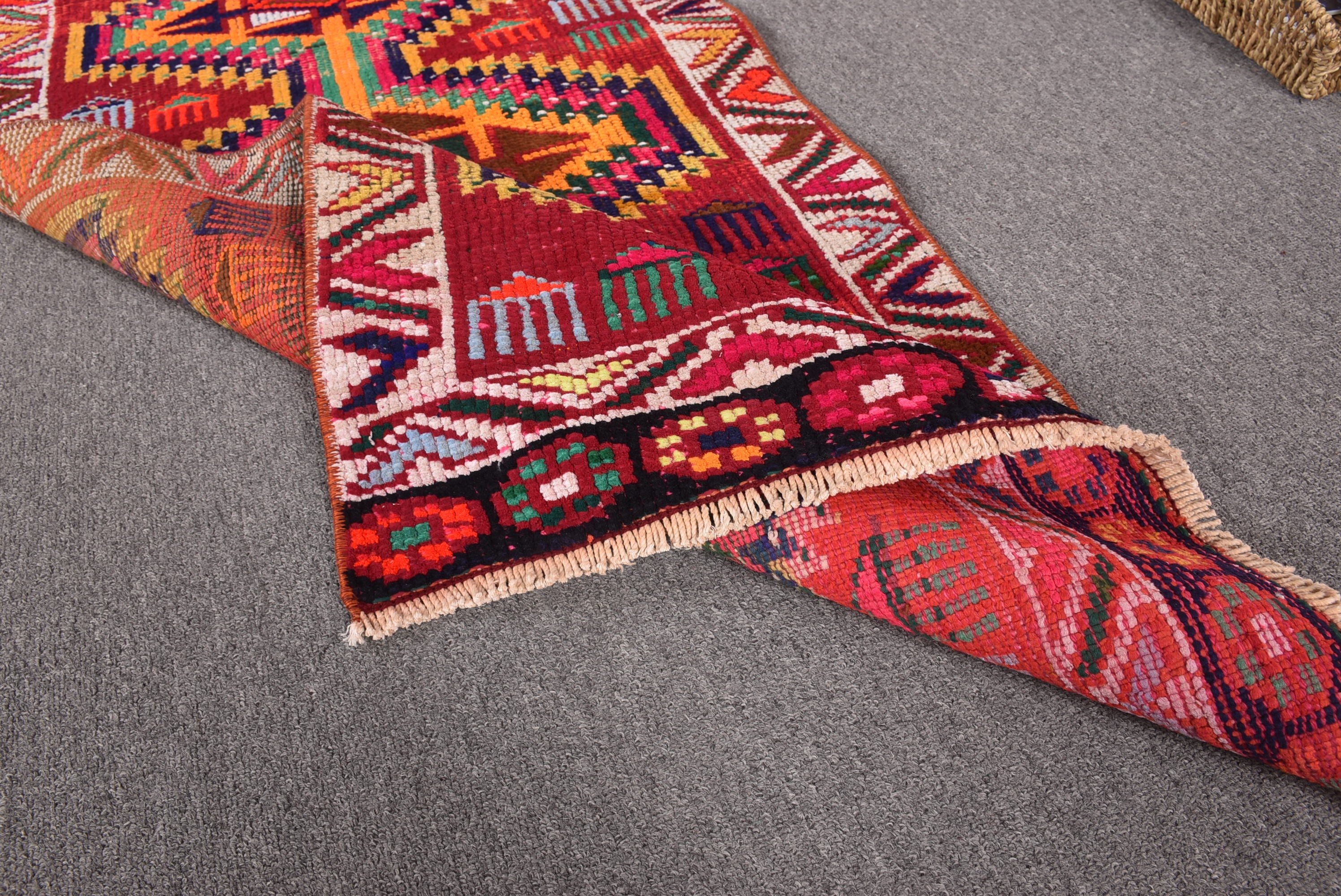 2.1x11.3 ft Runner Halıları, Türk Halısı, Vintage Halılar, Boho Halıları, Mutfak Halıları, Ev Dekorasyonu Halıları, Kırmızı Anadolu Halıları, Vintage Runner Halıları