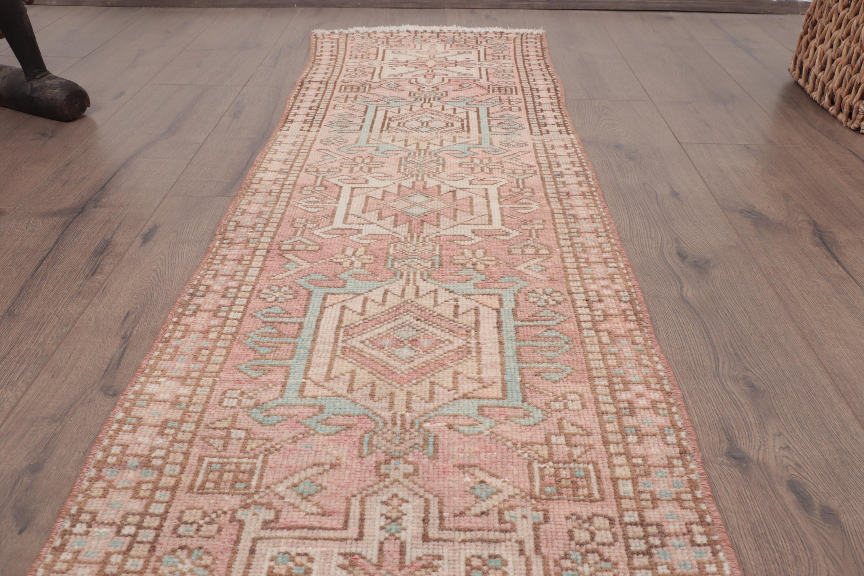 Pink Antique Rugs, Kitchen Rugs, Vintage Rugs, Vintage Runner Rug, Turkish Rugs, 1.6x5.5 ft Runner Rug, Hallway Rug, Handwoven Rug