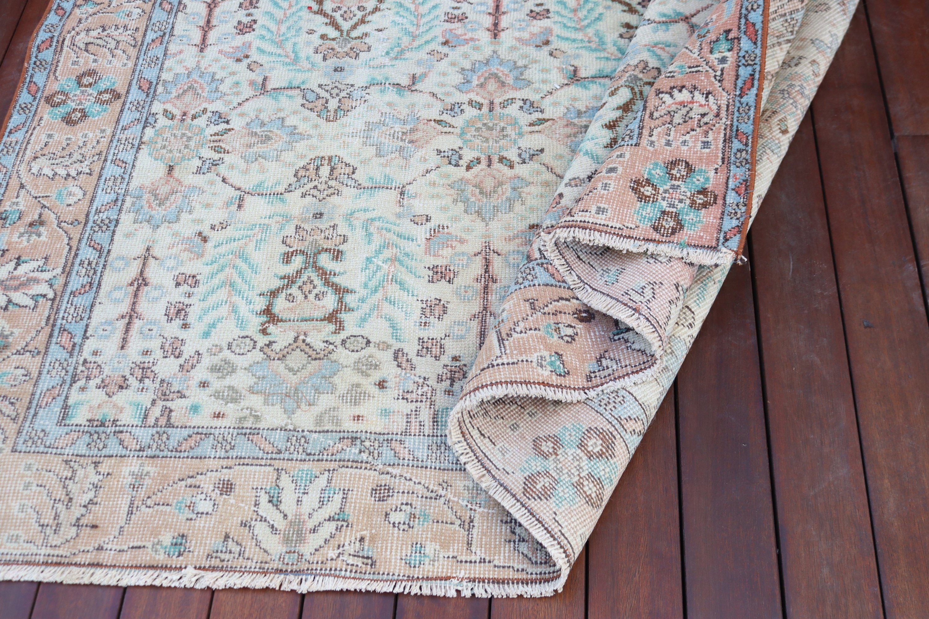 Bej Boho Halı, Anadolu Halıları, Boho Halısı, 5,6x8,7 ft Büyük Halılar, Geleneksel Halı, Oturma Odası Halıları, Salon Halısı, Türk Halısı, Vintage Halılar