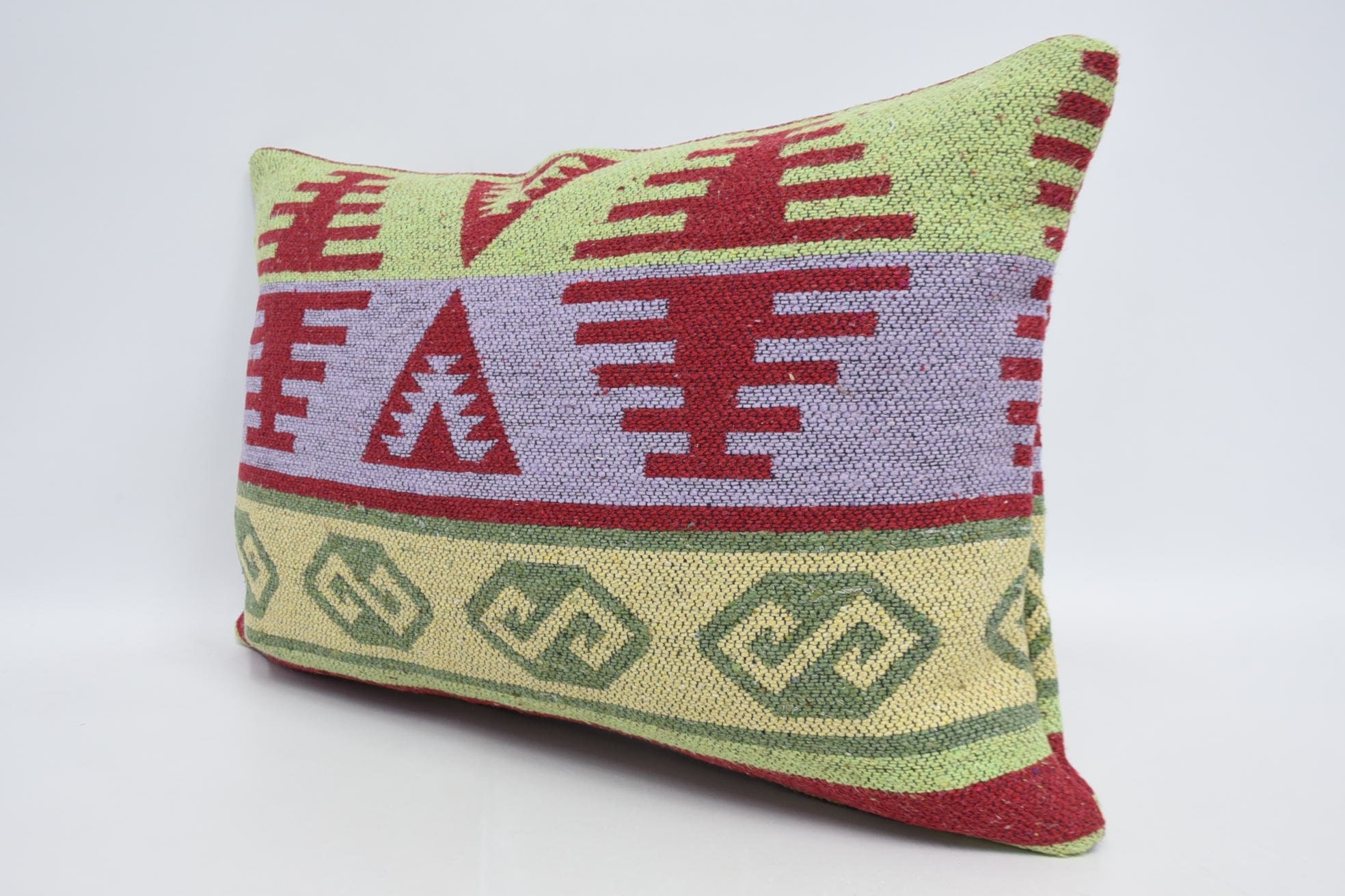 Nomadic Cushion Case, 16"x24" Green Cushion Case, Boho Pillow, Kilim Pillow Cover, Aztec Pillow, Antique Pillows
