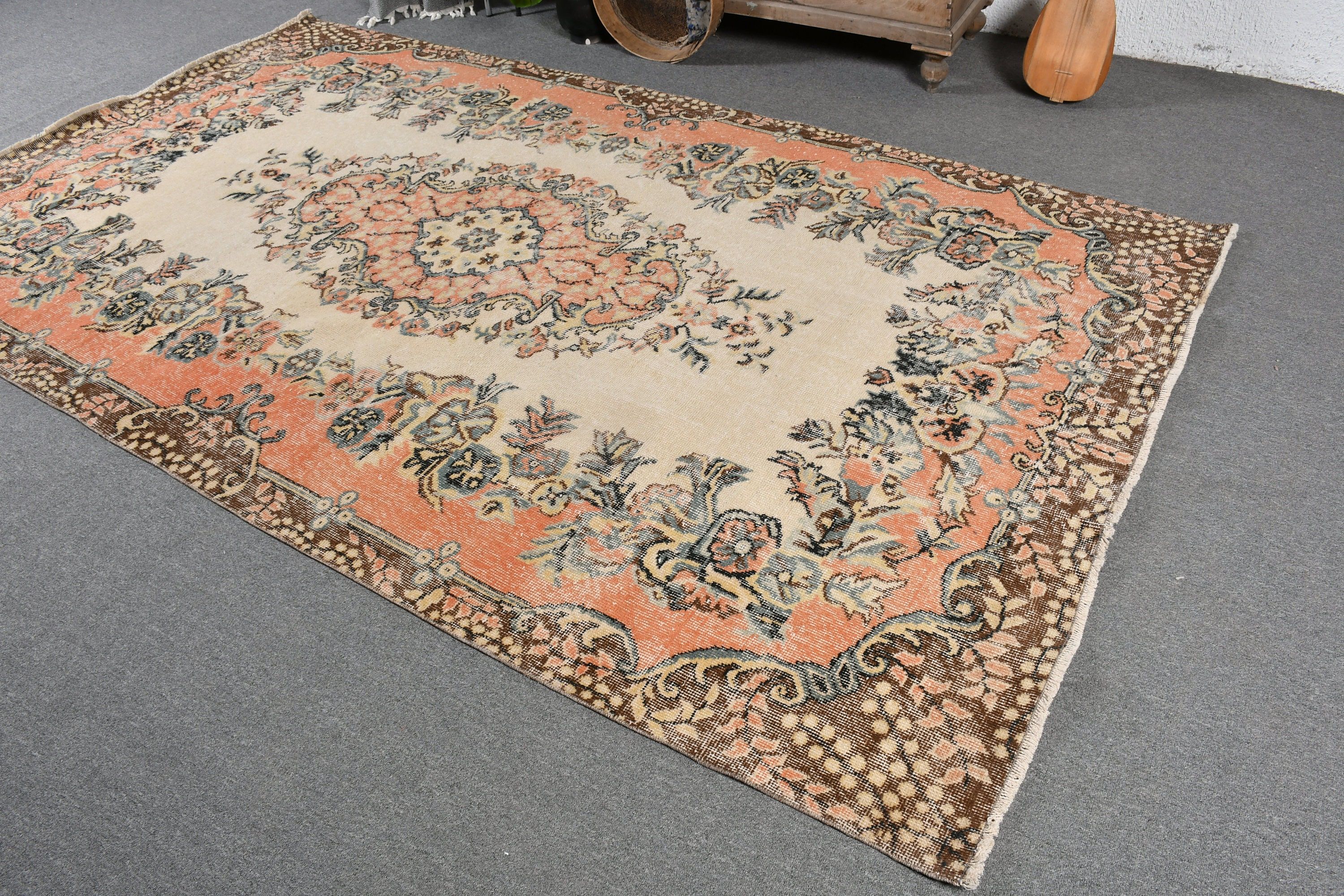 Beige Cool Rug, Vintage Decor Rug, Moroccan Rug, Salon Rugs, Rugs for Bedroom, Turkish Rugs, Bedroom Rug, 5.6x9.6 ft Large Rug, Vintage Rug