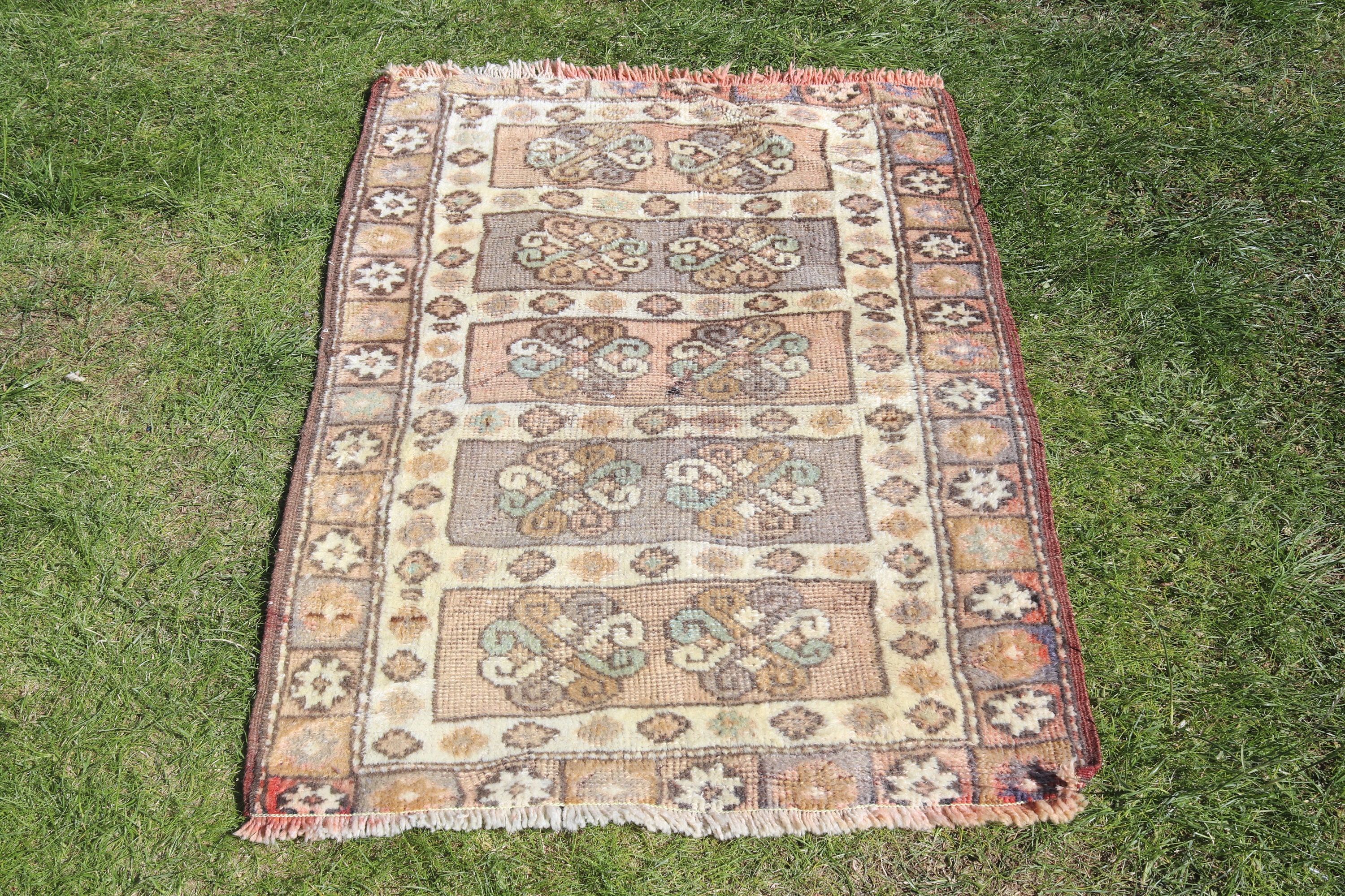 Turkish Rugs, Oriental Rugs, Small Boho Rug, Vintage Rugs, Brown  2.5x3.6 ft Small Rug, Wall Hanging Rugs, Luxury Rugs