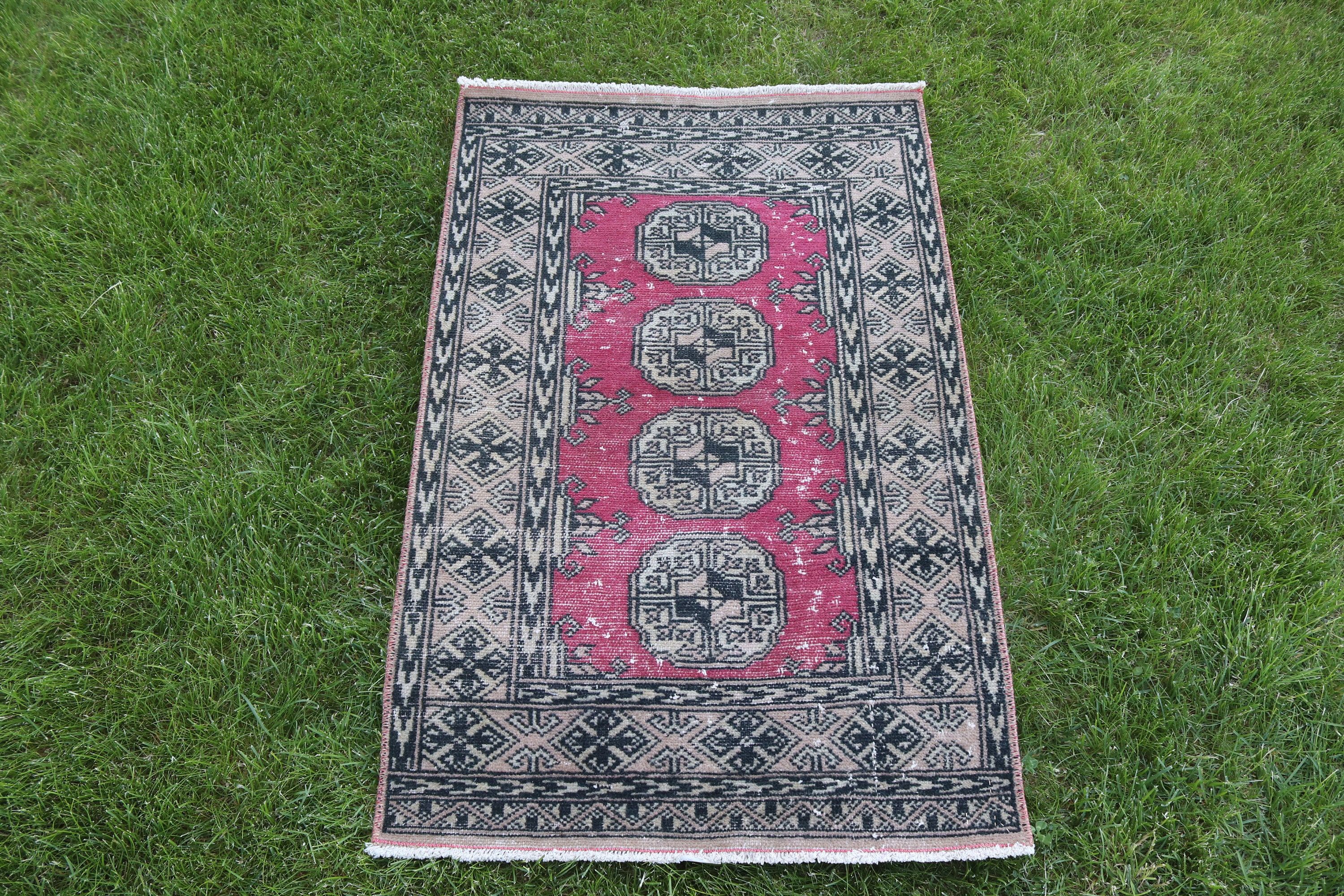 Bathroom Rug, Statement Rug, Moroccan Rugs, Vintage Rug, Wall Hanging Rug, 2x3.1 ft Small Rug, Turkish Rug, Pink Flatweave Rugs, Floor Rug