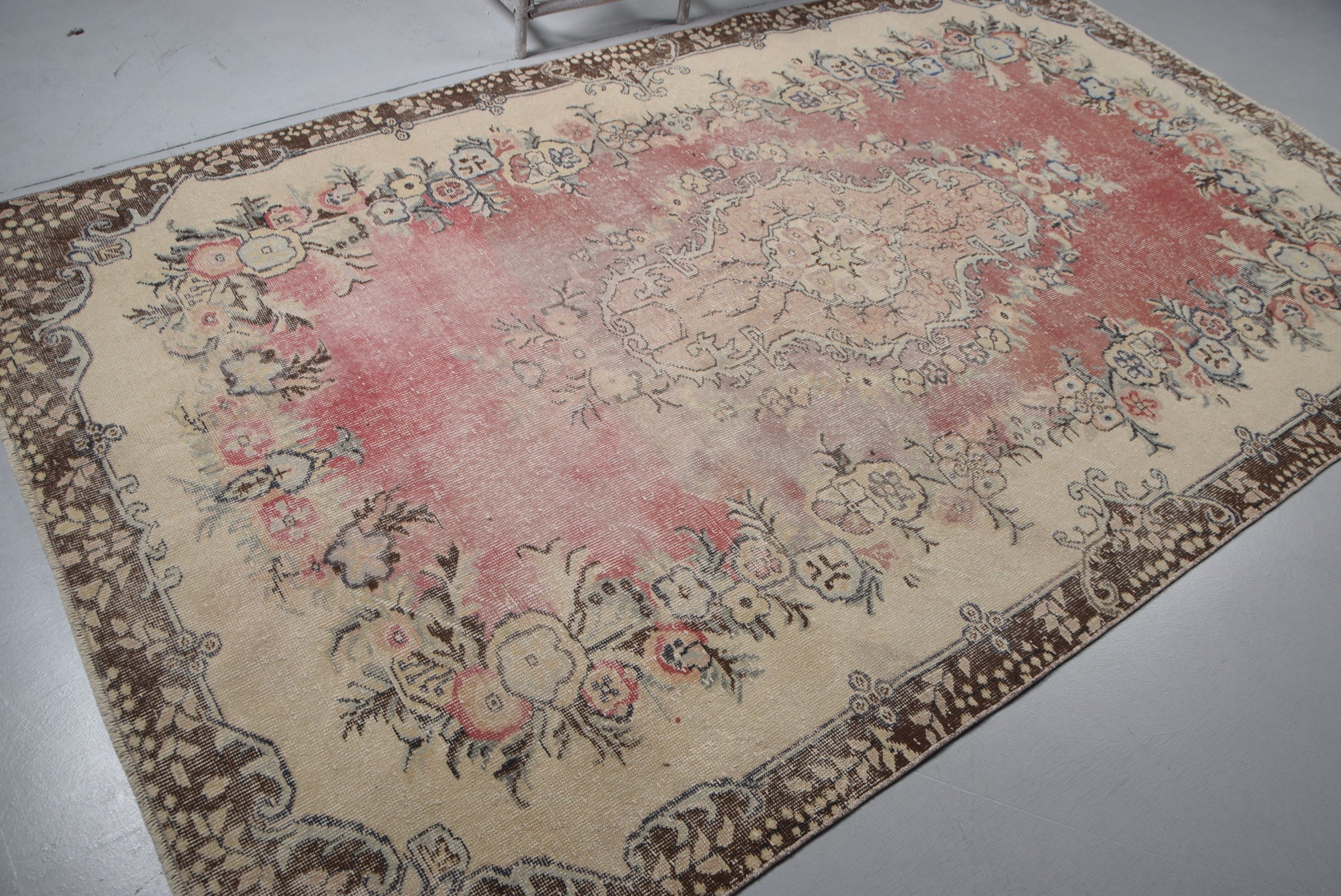 5.8x10.1 ft Büyük Halı, Vintage Halı, Yatak Odası Halısı, Yün Halı, Salon Halıları, Yemek Odası Halısı, Türk Halıları, Bej Oryantal Halı