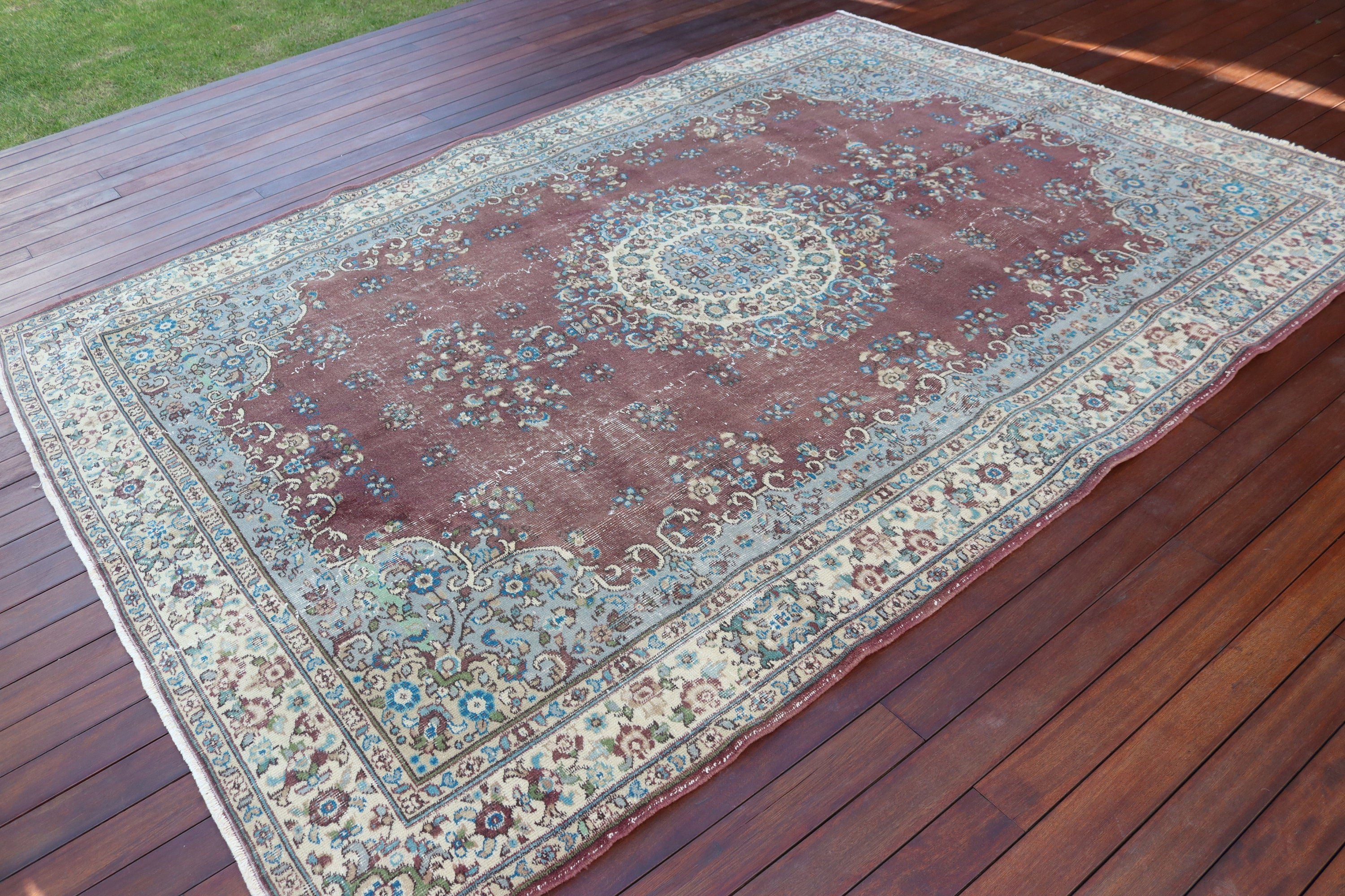 6,9x9,5 ft Büyük Halılar, Yemek Odası Halısı, Mor Soğuk Halı, Yatak Odası Halıları, Vintage Halılar, Türk Halıları, Geometrik Halı, Büyük Boho Halısı, Aztek Halısı