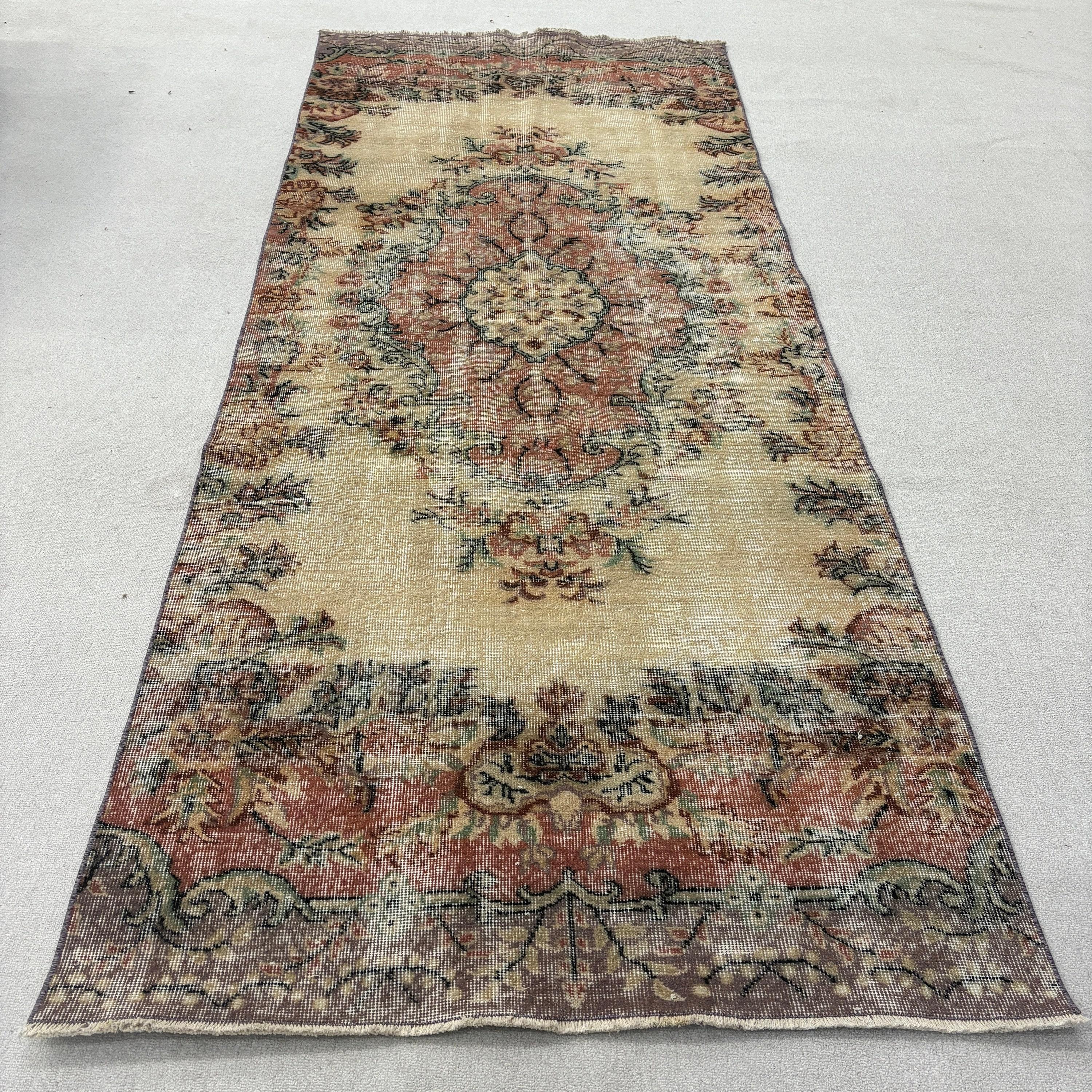 Yün Halılar, Oturma Odası Halıları, Boho Alan Halıları, Ofis Halısı, Vintage Halılar, Türk Halısı, Kırmızı Yatak Odası Halısı, 3.9x9.5 ft Alan Halısı, Geometrik Halı