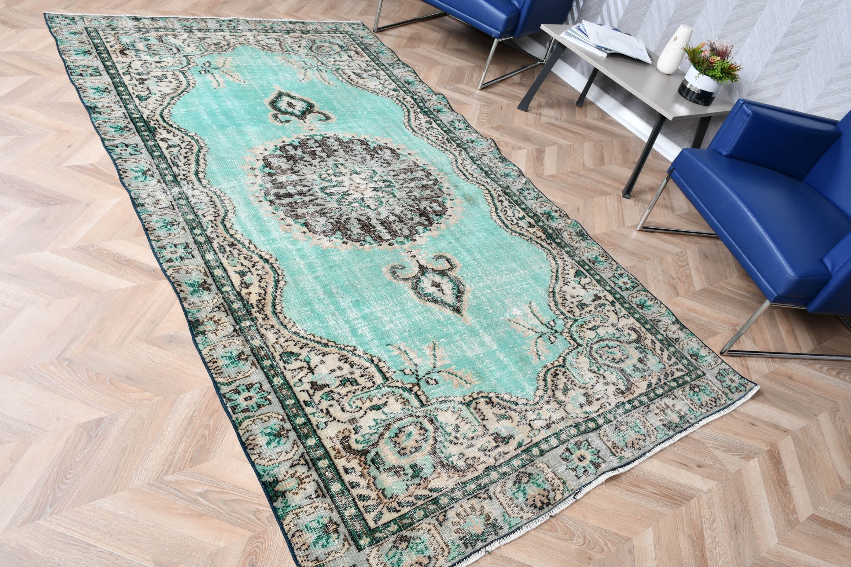 Moroccan Rugs, Green Moroccan Rugs, Floor Rugs, Living Room Rug, Vintage Rug, 4.9x8.7 ft Large Rug, Salon Rug, Cute Rug, Turkish Rugs