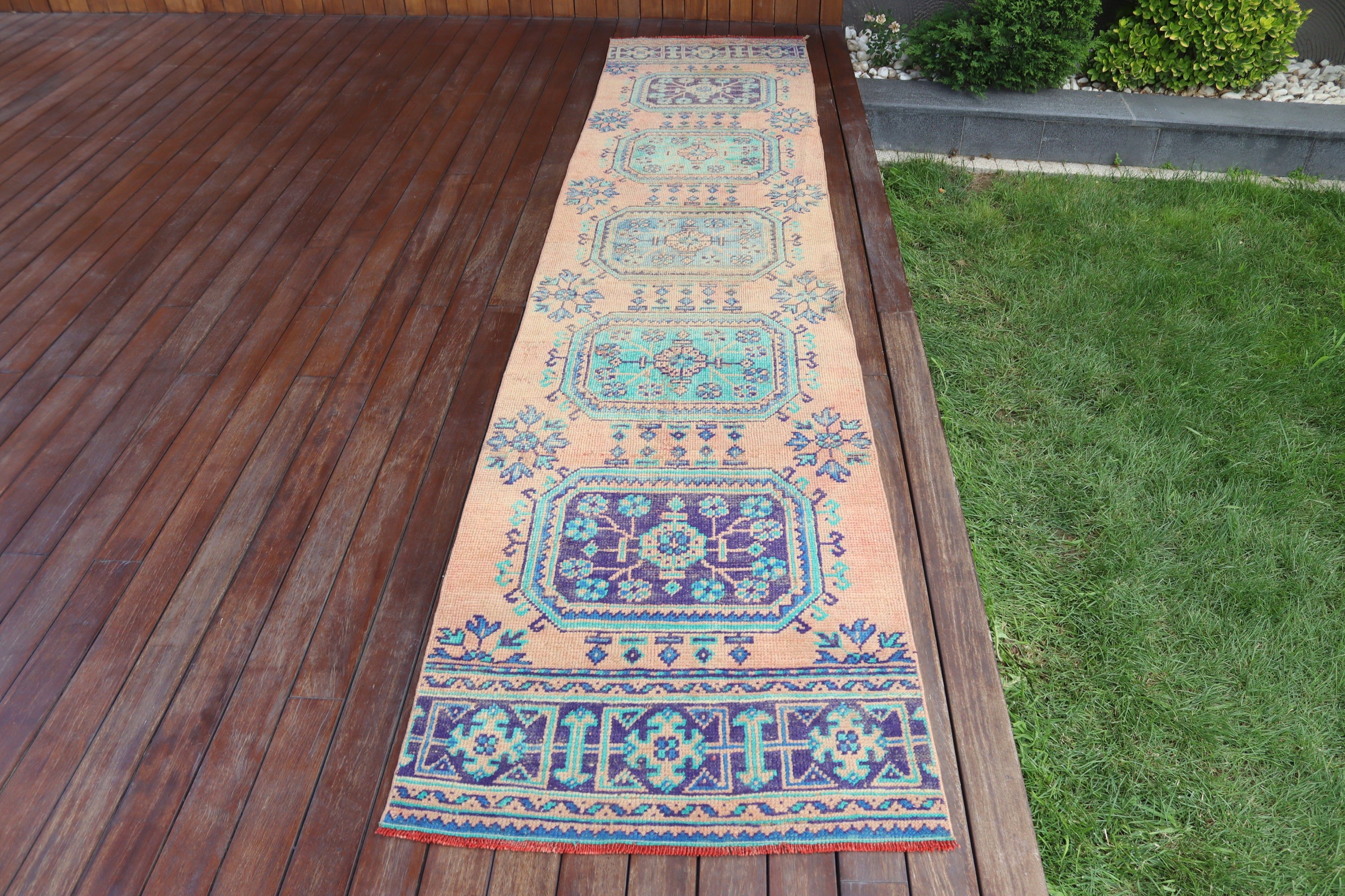 Kabile Halıları, Vintage Halı, Ev Dekorasyonu Halıları, Fas Halısı, Turuncu Düz Dokuma Halı, 2,6x11,8 ft Runner Halıları, Türk Halısı, Beni Ourain Runner Halısı