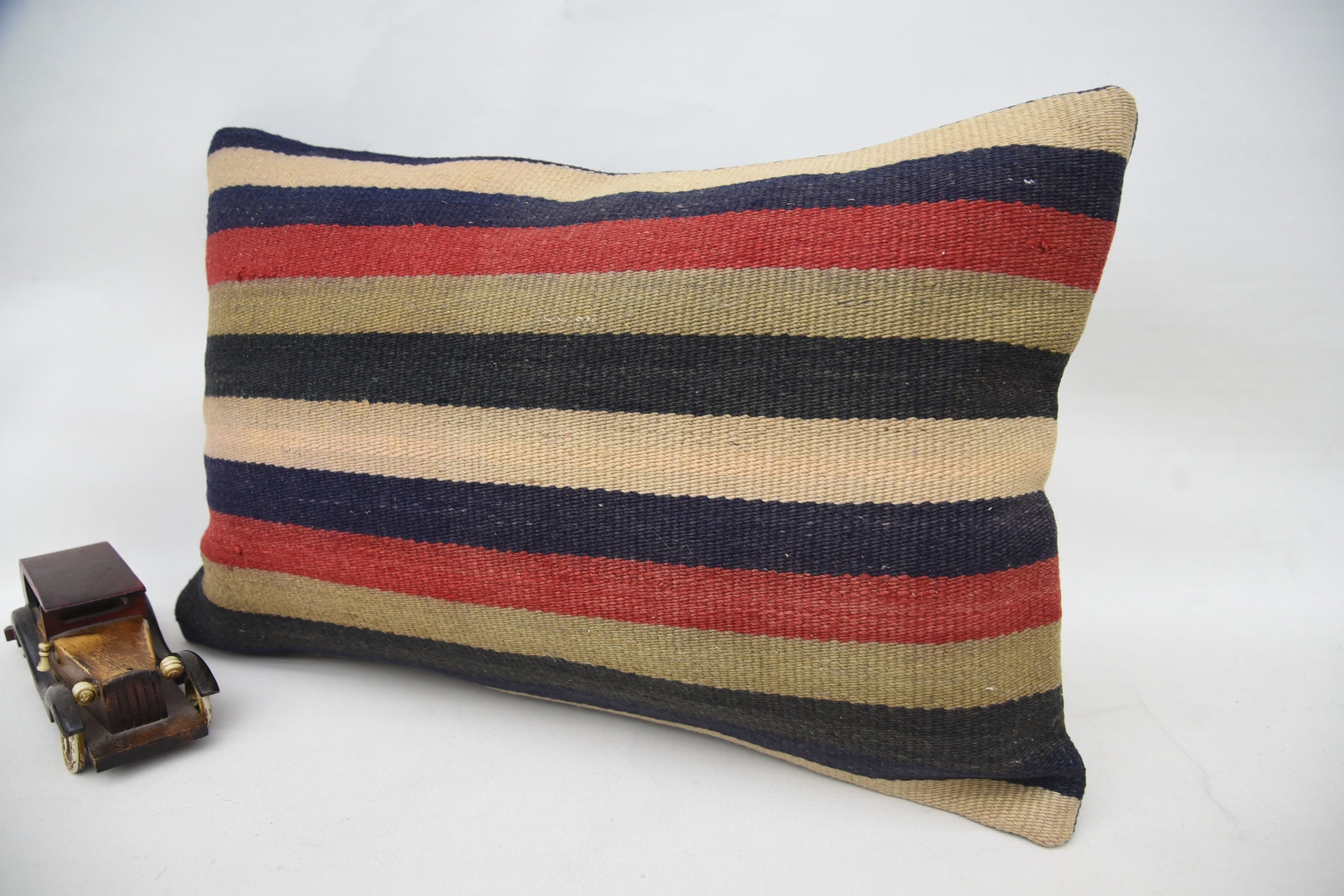 Antique Pillows, 16"x24" Blue Cushion, Turkish Kilim Pillow, Vintage Pillow, Southwestern Cushion Cover, Farmhouse Cushion Case