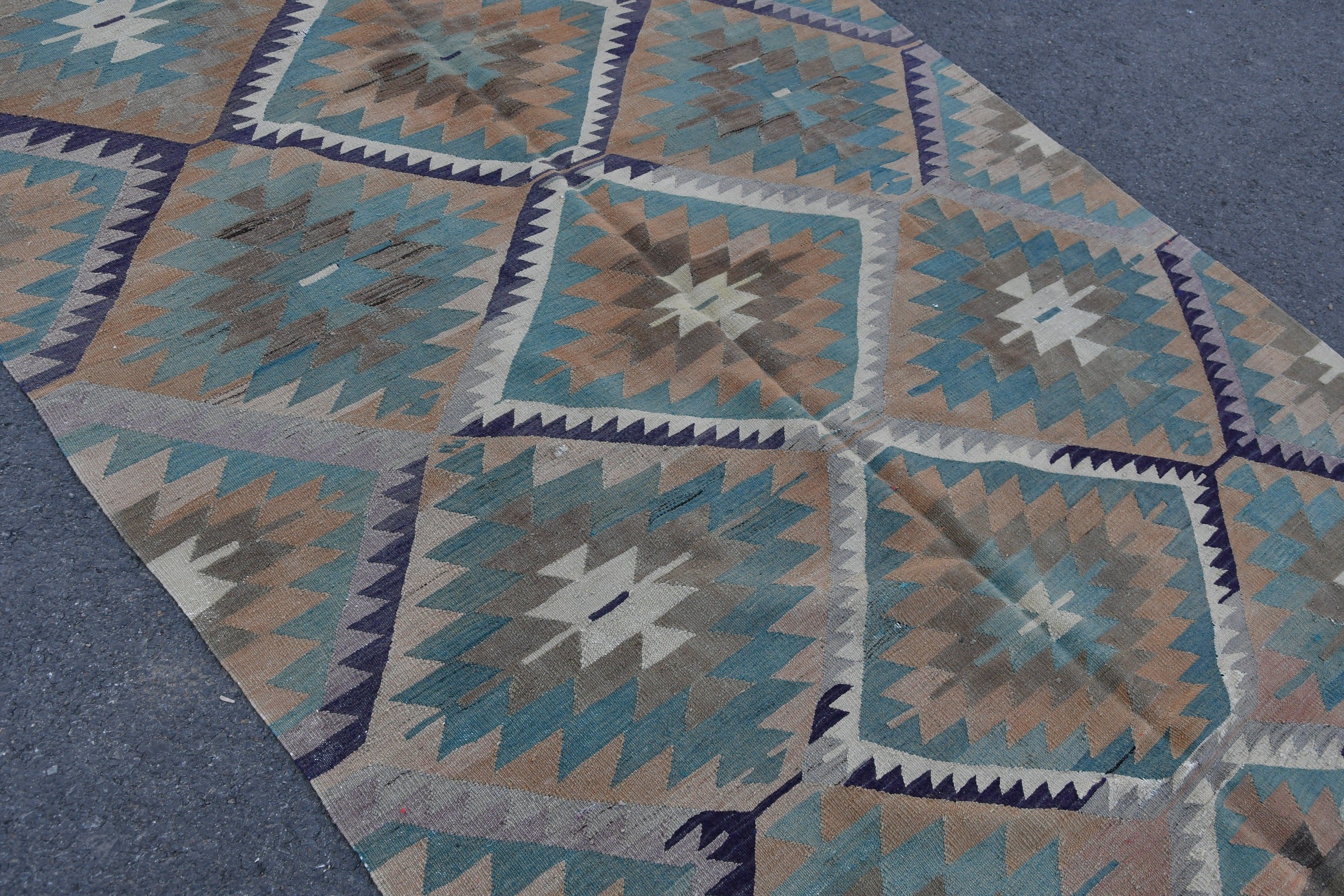 Turkish Rugs, Moroccan Rugs, Kilim, Blue  5.5x9.8 ft Large Rugs, Vintage Rug, Living Room Rugs, Cool Rugs, Dining Room Rug