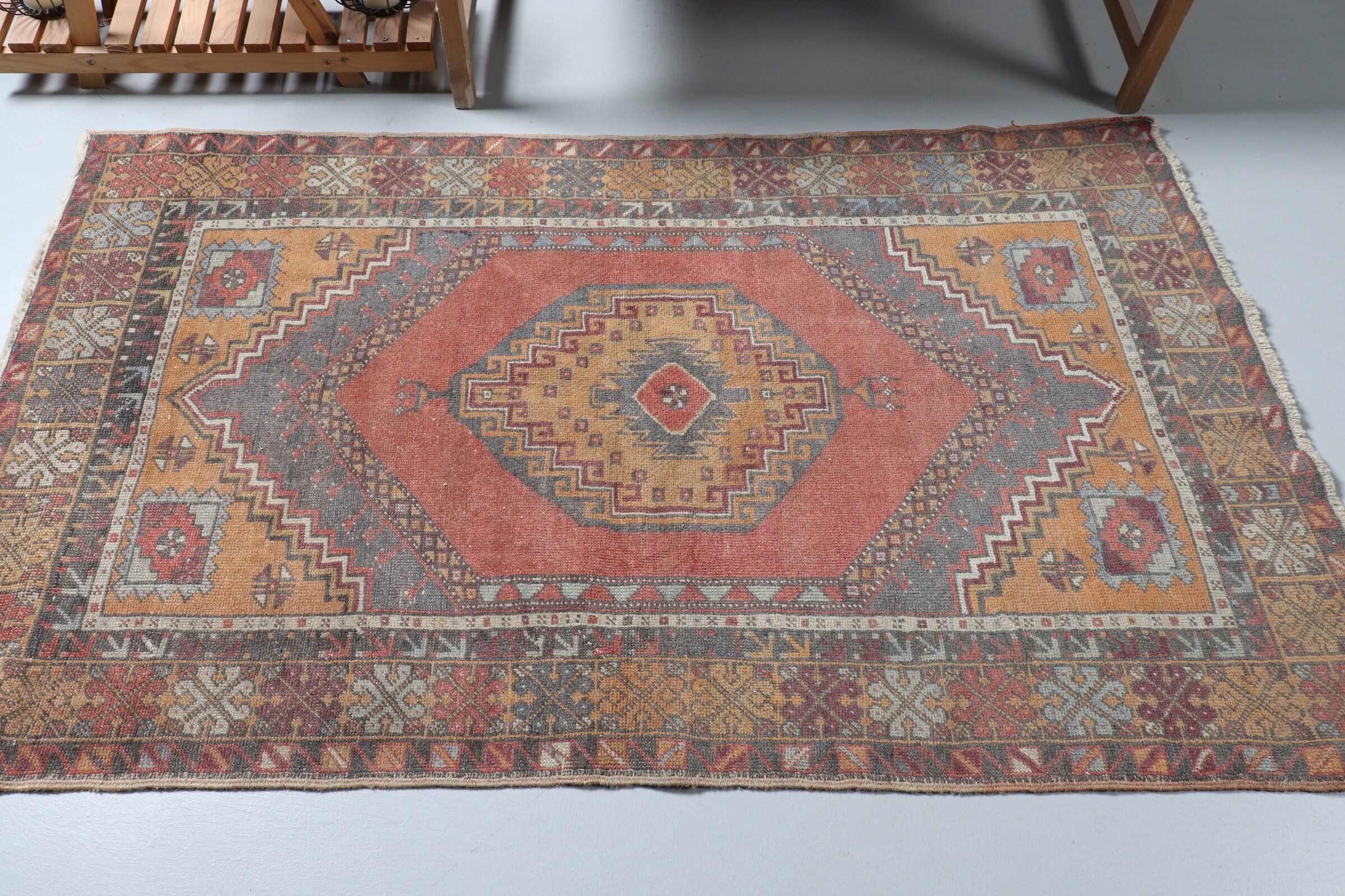 Red Oushak Rug, Oushak Rug, Kitchen Rugs, Vintage Rug, Rugs for Nursery, Turkish Rug, Moroccan Rugs, Entry Rug, 3.7x6.2 ft Accent Rugs