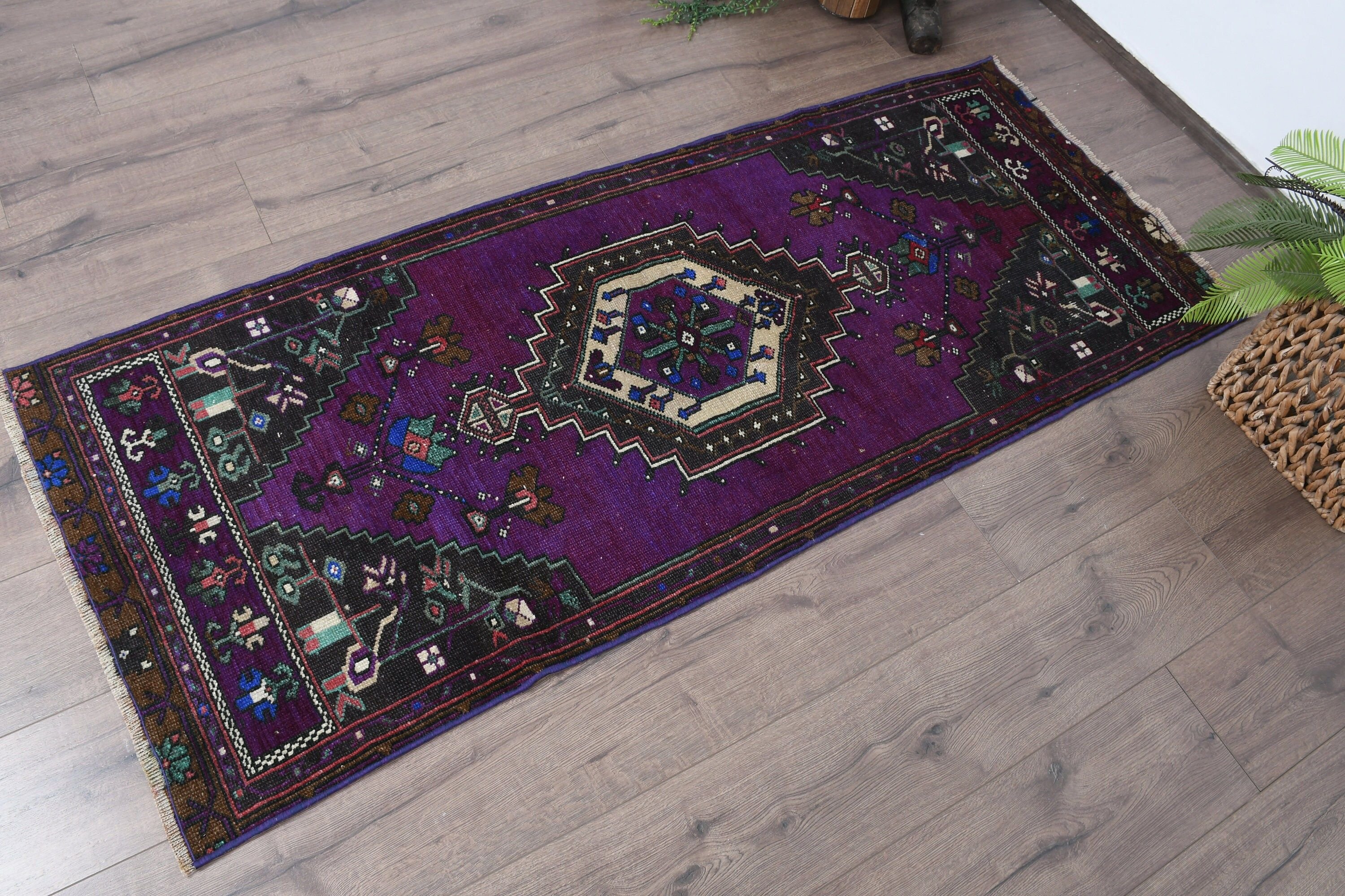 Turkish Rug, Anatolian Rug, 2.4x5.7 ft Small Rug, Entry Rug, Kitchen Rug, Purple Cool Rugs, Rugs for Bedroom, Antique Rug, Vintage Rug