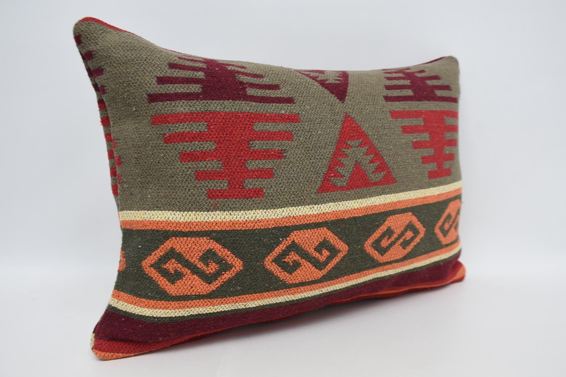 16"x24" Orange Pillow, Interior Designer Pillow, Kilim Pillow, Tribal Pillow Cover, Throw Kilim Pillow, Anatolian Pillow Sham