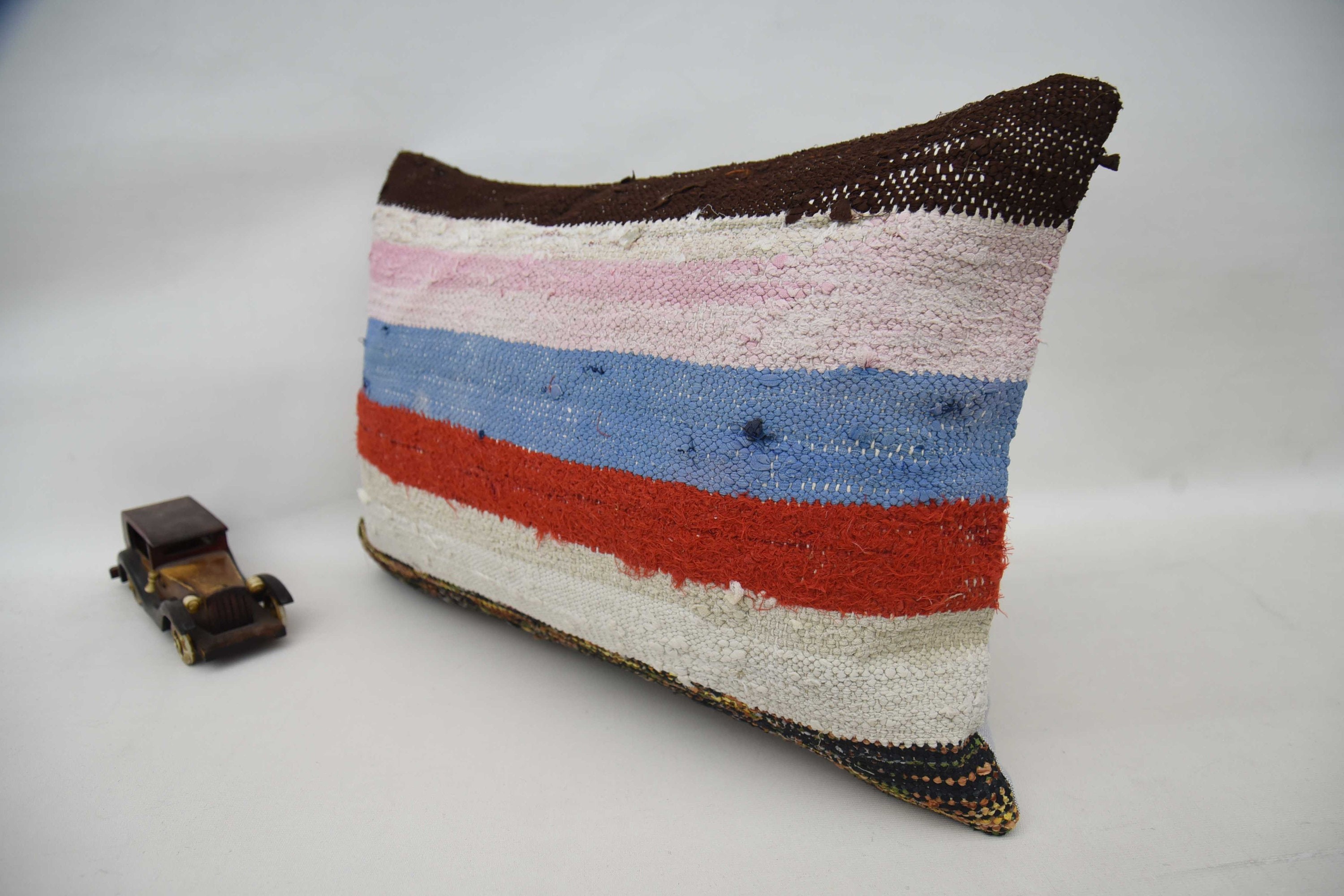 Turkish Rugs Pillow Case, Pillow for Couch, Ikat Cushion, Ethnical Kilim Rug Pillow, Turkish Pillow, 16"x24" Pink Cushion Case