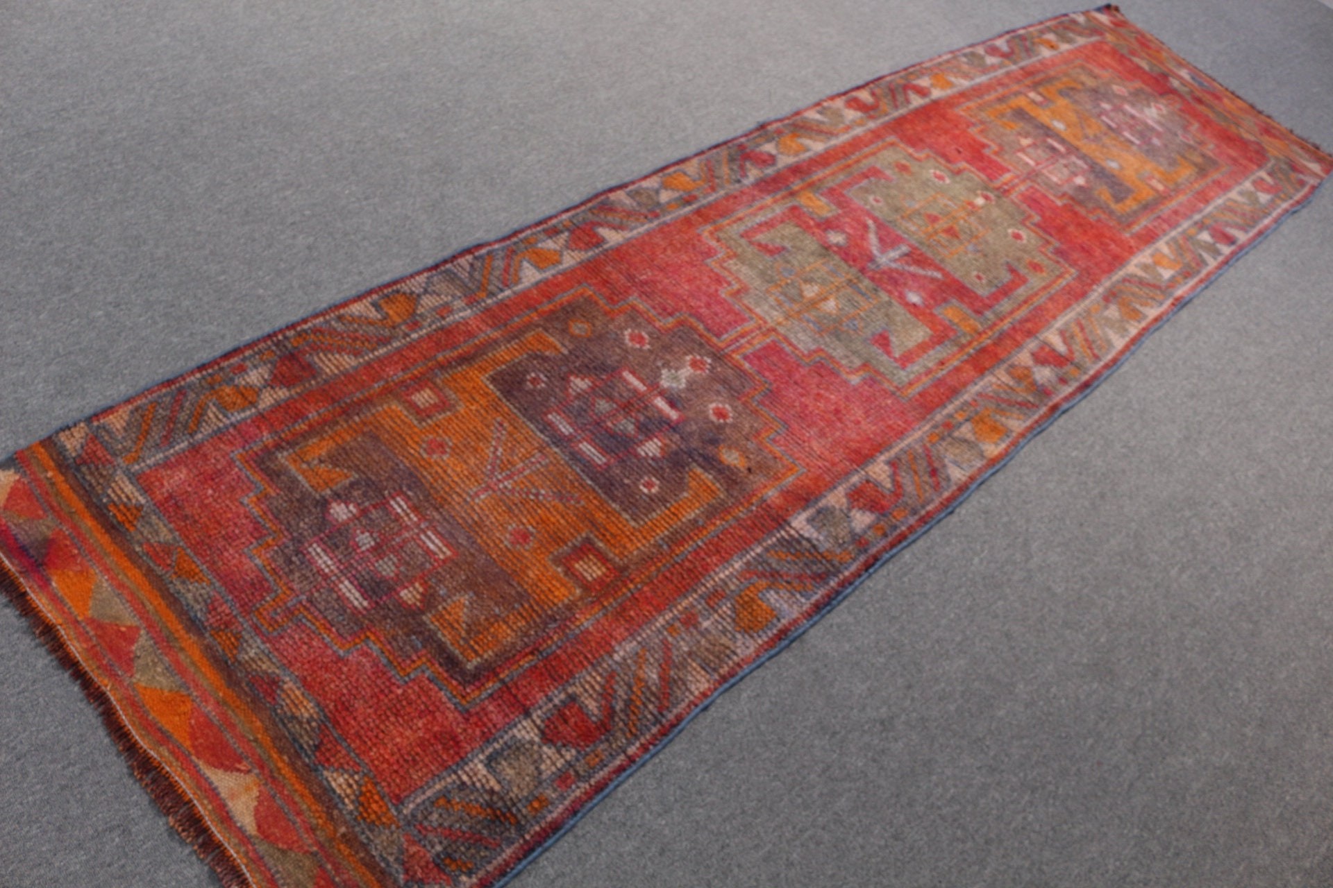 Rugs for Runner, Antique Rugs, Red Wool Rug, Turkish Rug, Eclectic Rug, Kitchen Rug, Vintage Rugs, 2.9x10.6 ft Runner Rug, Hallway Rug