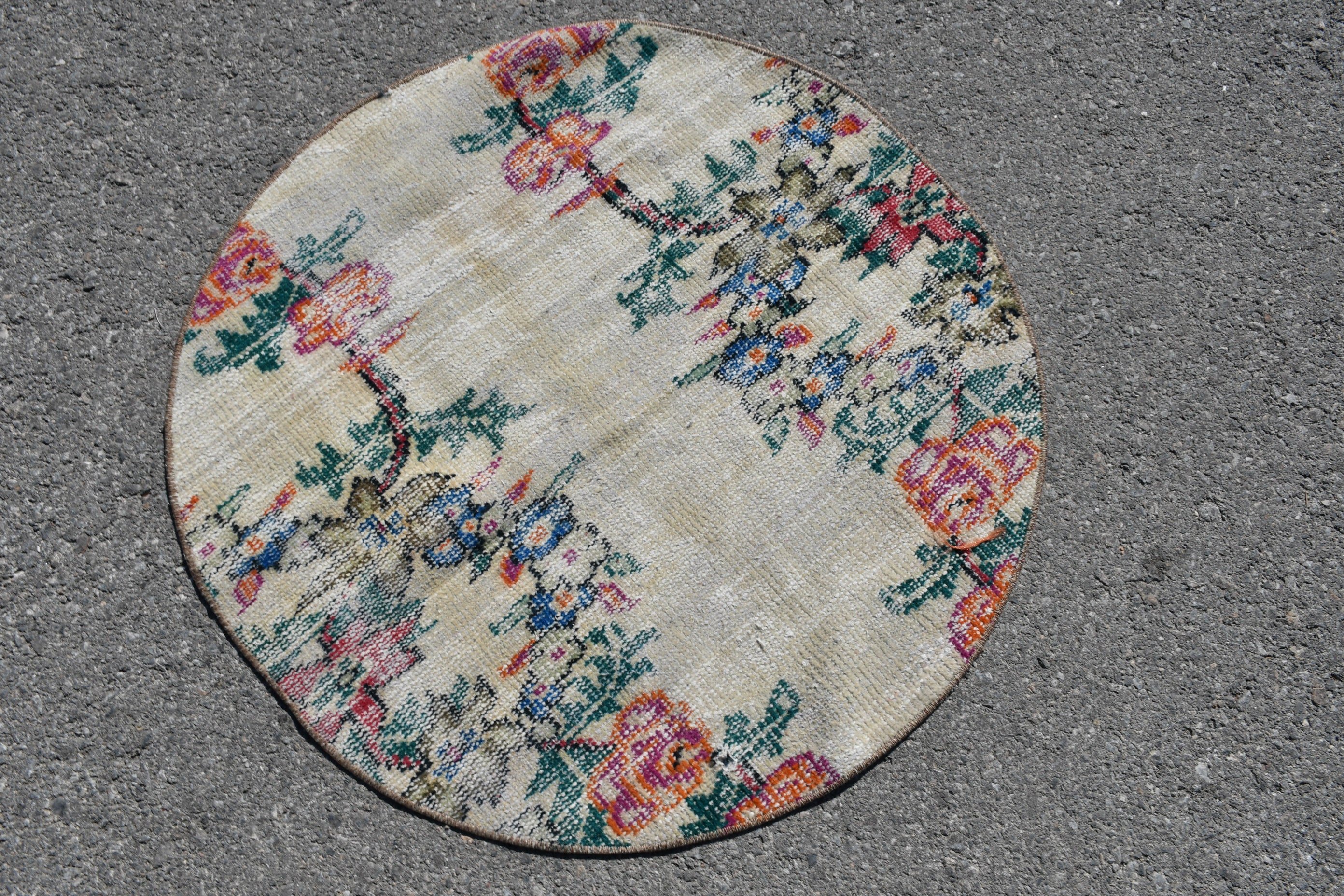 Home Decor Rugs, 2.8x2.8 ft Small Rugs, Car Mat Rugs, Bright Rug, Oushak Rug, Vintage Rugs, Turkish Rug, Rugs for Bedroom, Bedroom Rugs