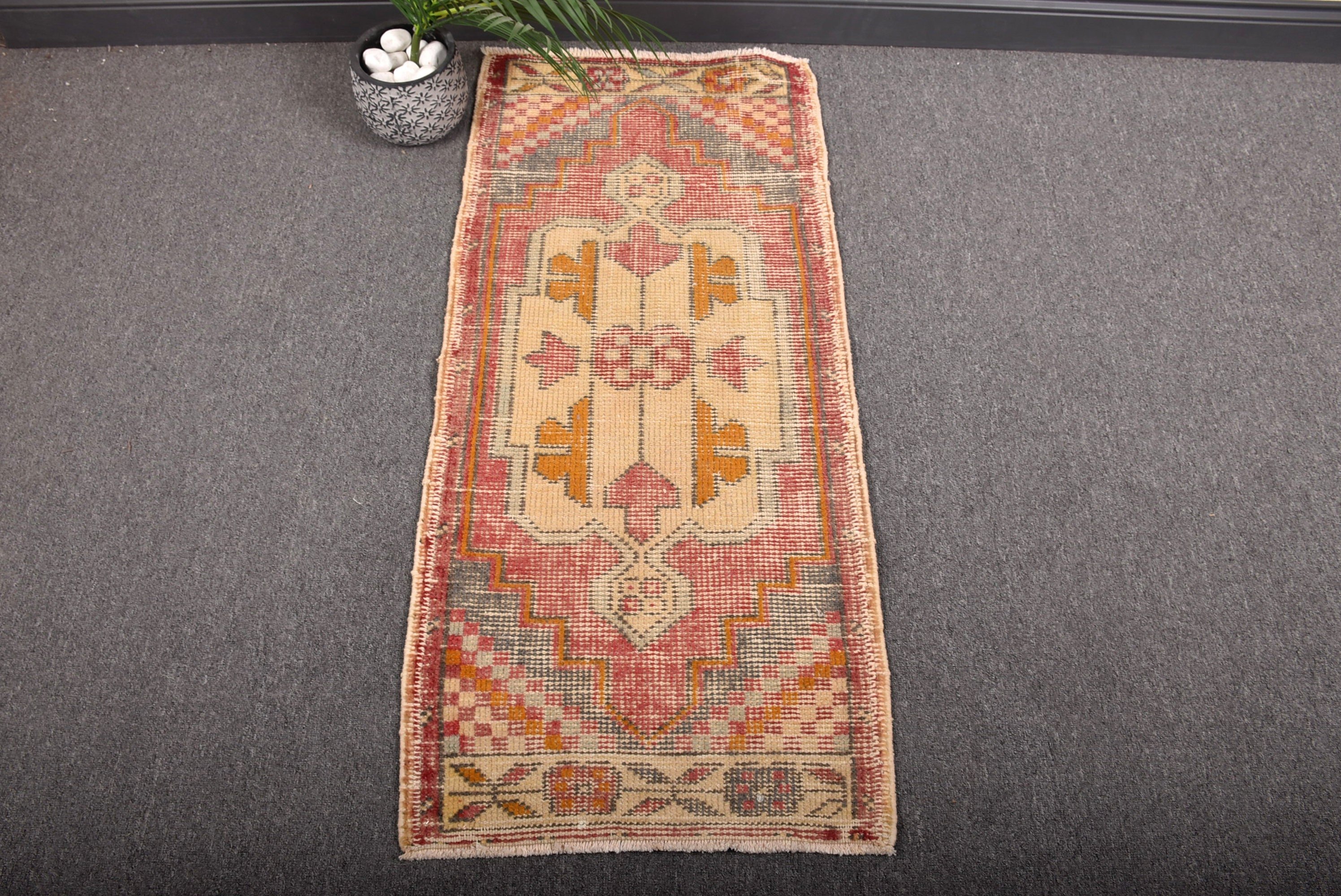 Turkish Rug, Pink Antique Rugs, Antique Rug, Kitchen Rugs, Vintage Rugs, Aztec Rugs, Wool Rugs, 1.7x3.8 ft Small Rugs, Nursery Rugs