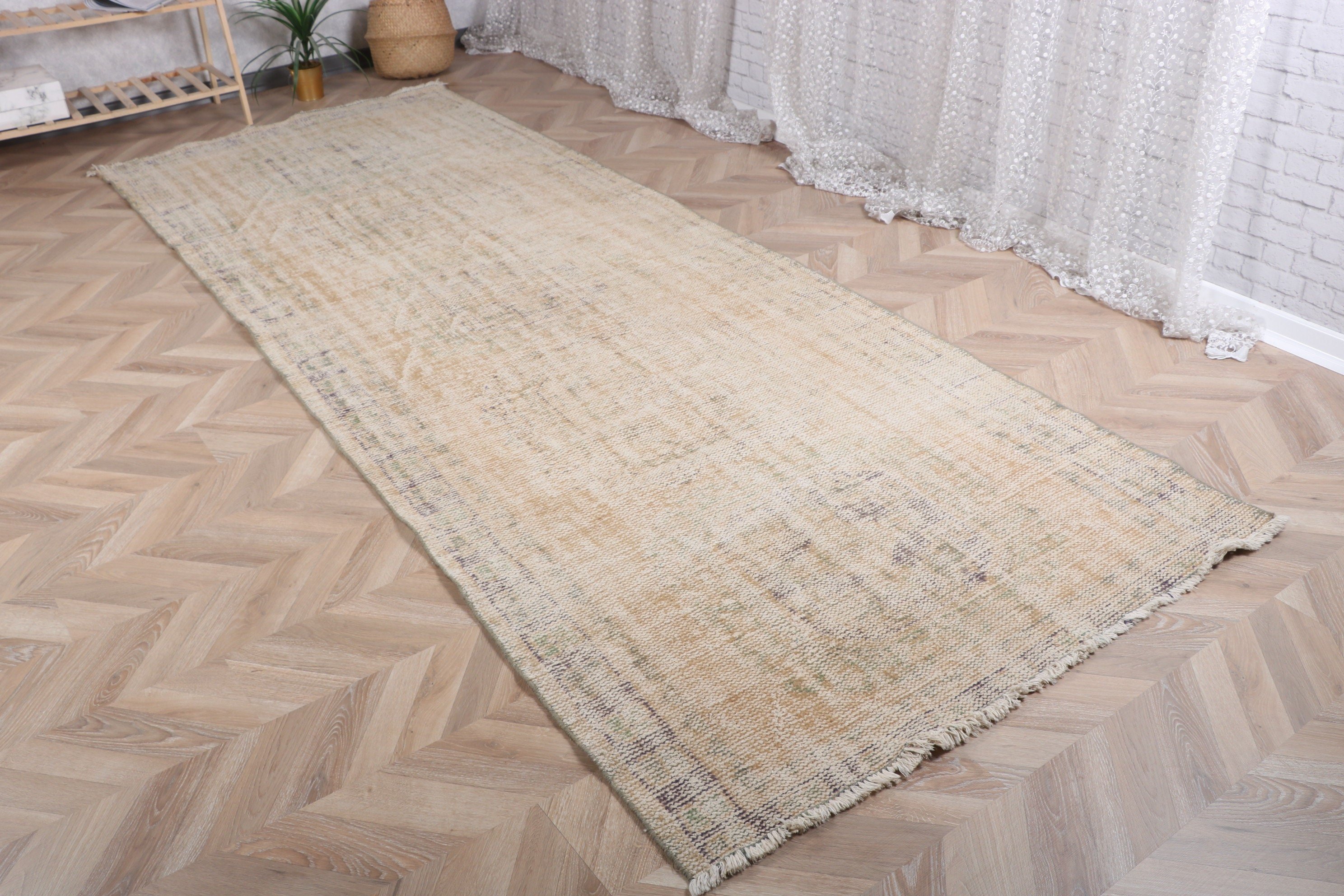 Ev Dekor Halıları, Bej Modern Halı, Oushak Halı, Boho Halı Yolluk Halıları, 4.2x11.3 ft Yolluk Halıları, Uzun Yolluk Halısı, Vintage Halılar, Türk Halıları