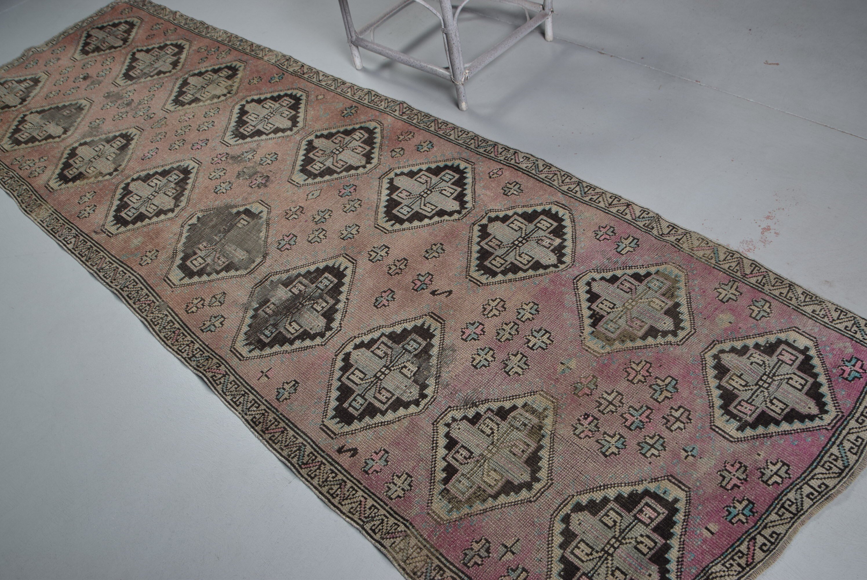 Oriental Rug, 3.4x10.4 ft Runner Rug, Vintage Rug, Old Rug, Hallway Rug, Anatolian Rugs, Turkish Rug, Rugs for Corridor, Red Home Decor Rug