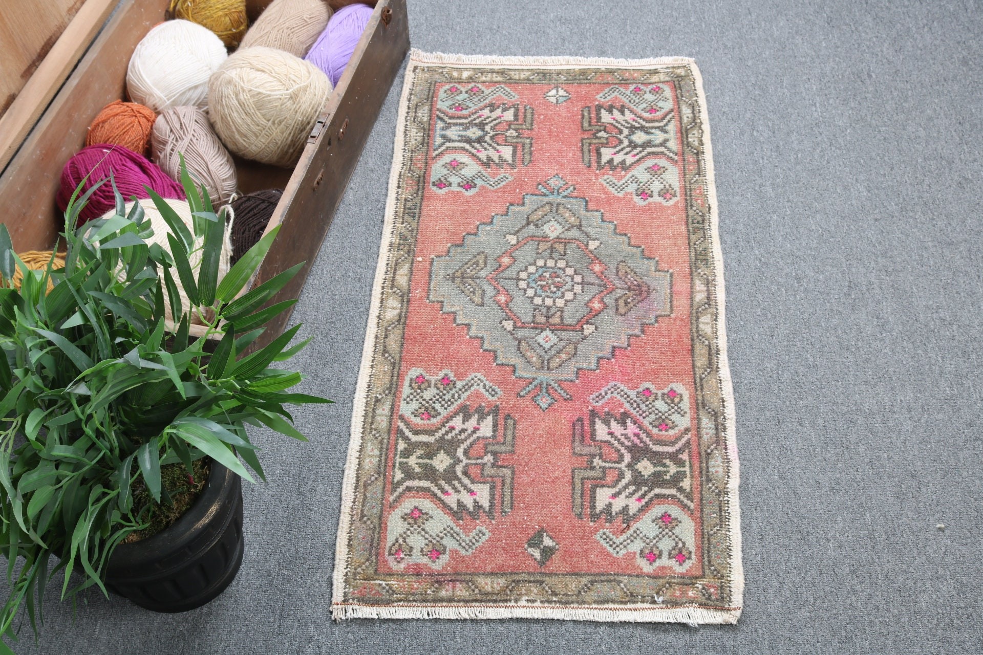 Neutral Rug, Wall Hanging Rug, Bathroom Rug, Red Floor Rugs, Rugs for Bedroom, 1.5x3 ft Small Rug, Vintage Rug, Turkish Rug, Handwoven Rug