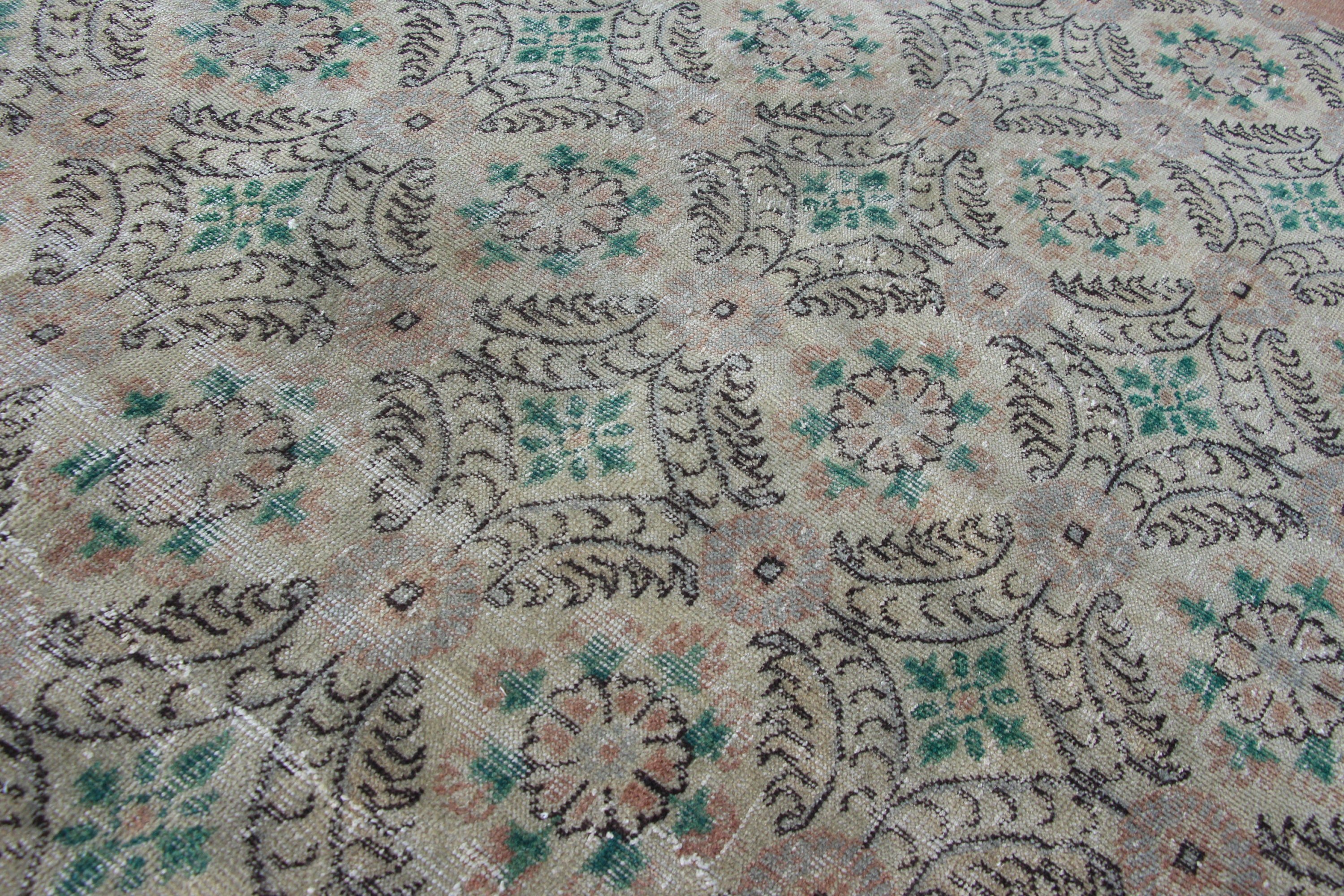 Turkish Rugs, 4.3x6.6 ft Area Rug, Green Oushak Rug, Rugs for Indoor, Moroccan Rug, Vintage Rug, Kitchen Rugs, Turkish Area Rug Rugs