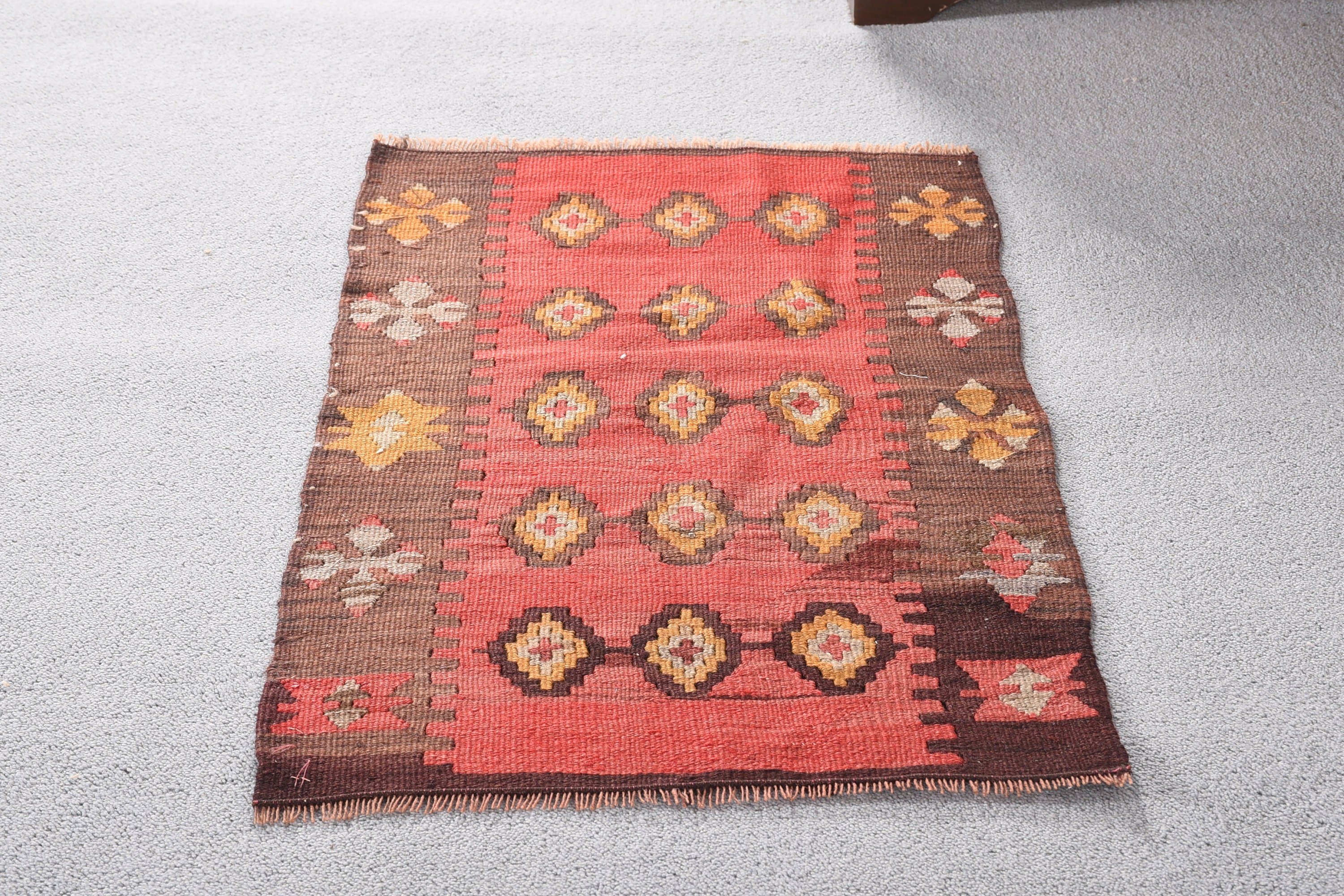 Kırmızı Soğuk Halılar, Türk Halıları, Kilim, Banyo Halısı, Vintage Halı, Giriş Halıları, 1.6x2.9 ft Küçük Halı, Antika Halı, Oryantal Halı, Banyo Halıları