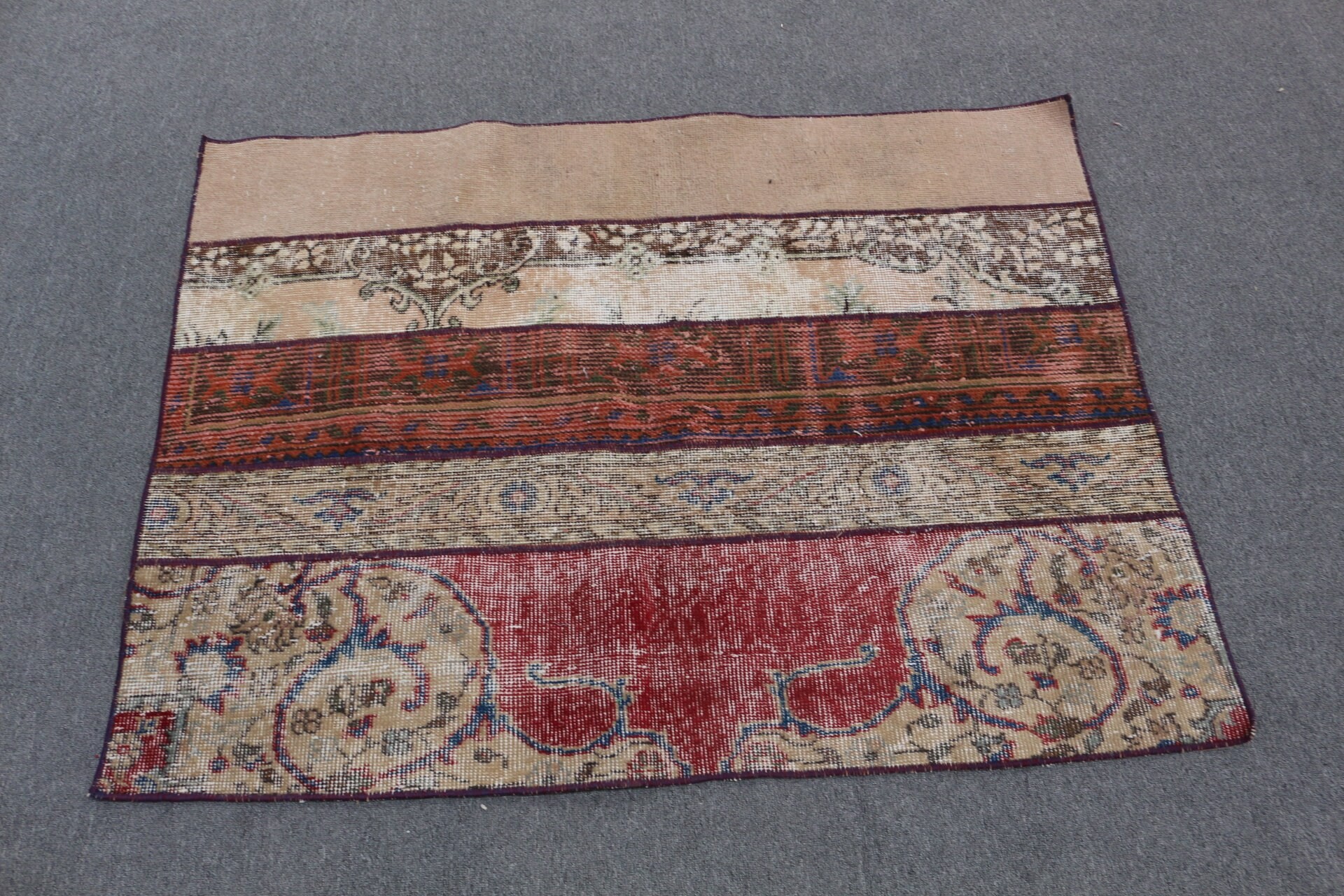 Araba Mat Halısı, Sanat Halısı, 3.2x4.2 ft Küçük Halı, Kapı Paspası Halısı, Gökkuşağı Anadolu Halısı, Vintage Halılar, Ev Dekorasyonu Halısı, Türk Halısı