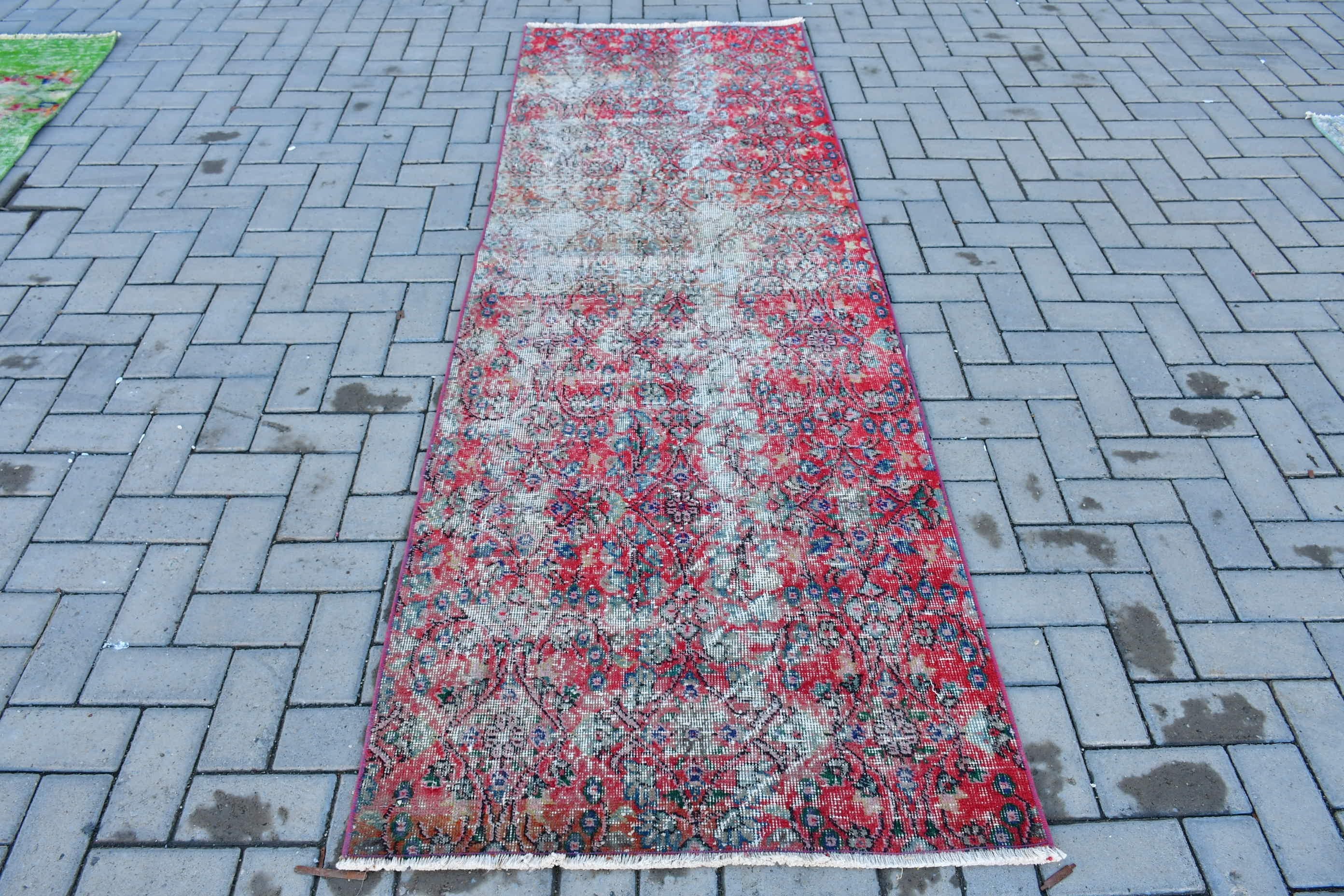 3x8.5 ft Runner Rug, Stair Rugs, Antique Rugs, Rugs for Kitchen, Turkish Rug, Hallway Rug, Vintage Rug, Wool Rug, Red Anatolian Rug