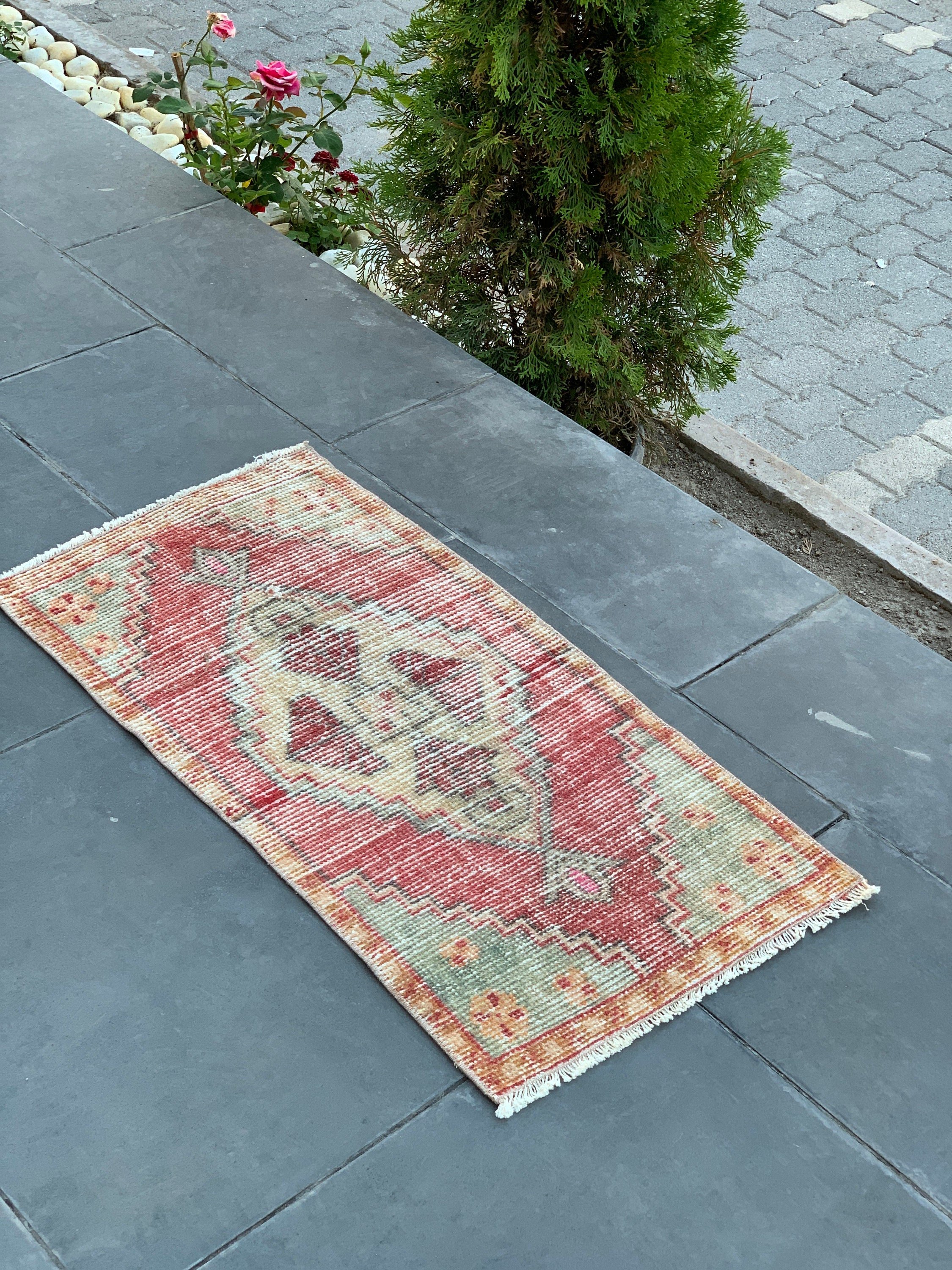 Bej Oushak Halılar, 1.6x3 ft Küçük Halılar, Vintage Halılar, Yatak Odası Halısı, Araba Paspas Halıları, Mutfak Halısı, Mutfak Halıları, Anadolu Halısı, Türk Halısı