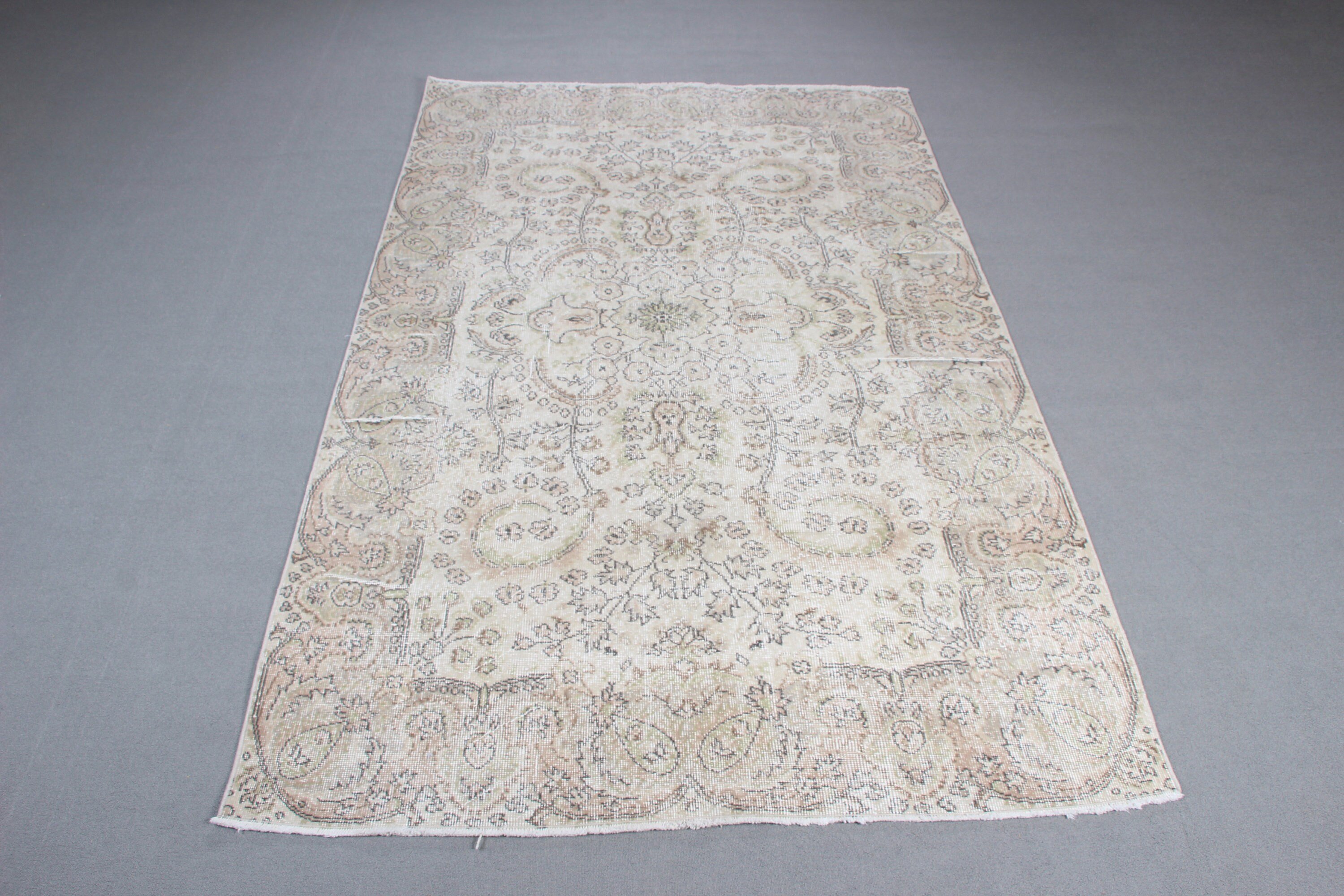 Floor Rug, Exotic Rug, Turkish Rugs, Beige Antique Rugs, Bedroom Rugs, Geometric Rugs, Vintage Rugs, Large Boho Rugs, 5.5x8.9 ft Large Rug