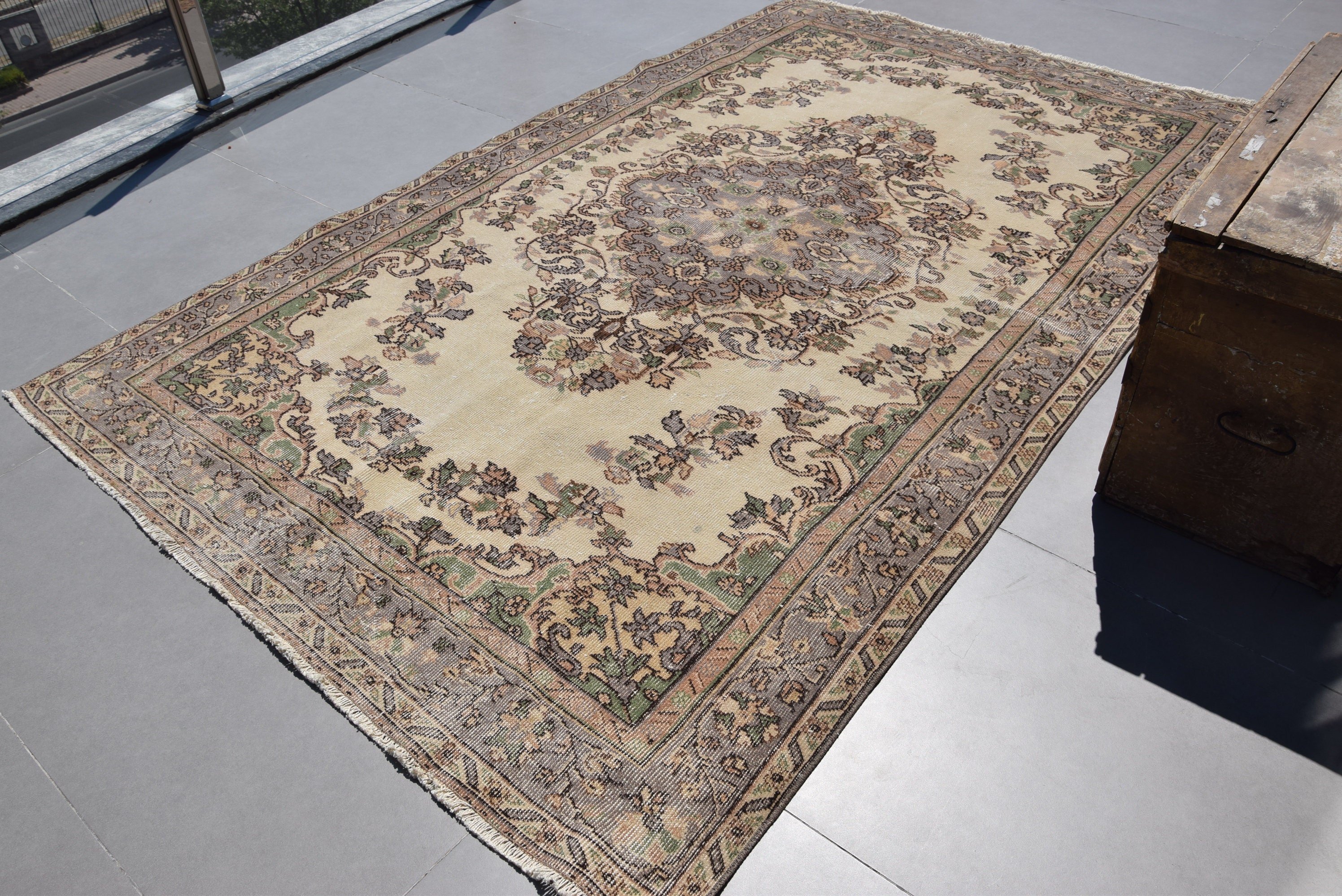 5.5x8.9 ft Büyük Halı, Ofis Halısı, Bej Ev Dekor Halıları, Vintage Halı, Oturma Odası Halısı, Fas Halısı, Yatak Odası Halısı, Türk Halıları, Yün Halı