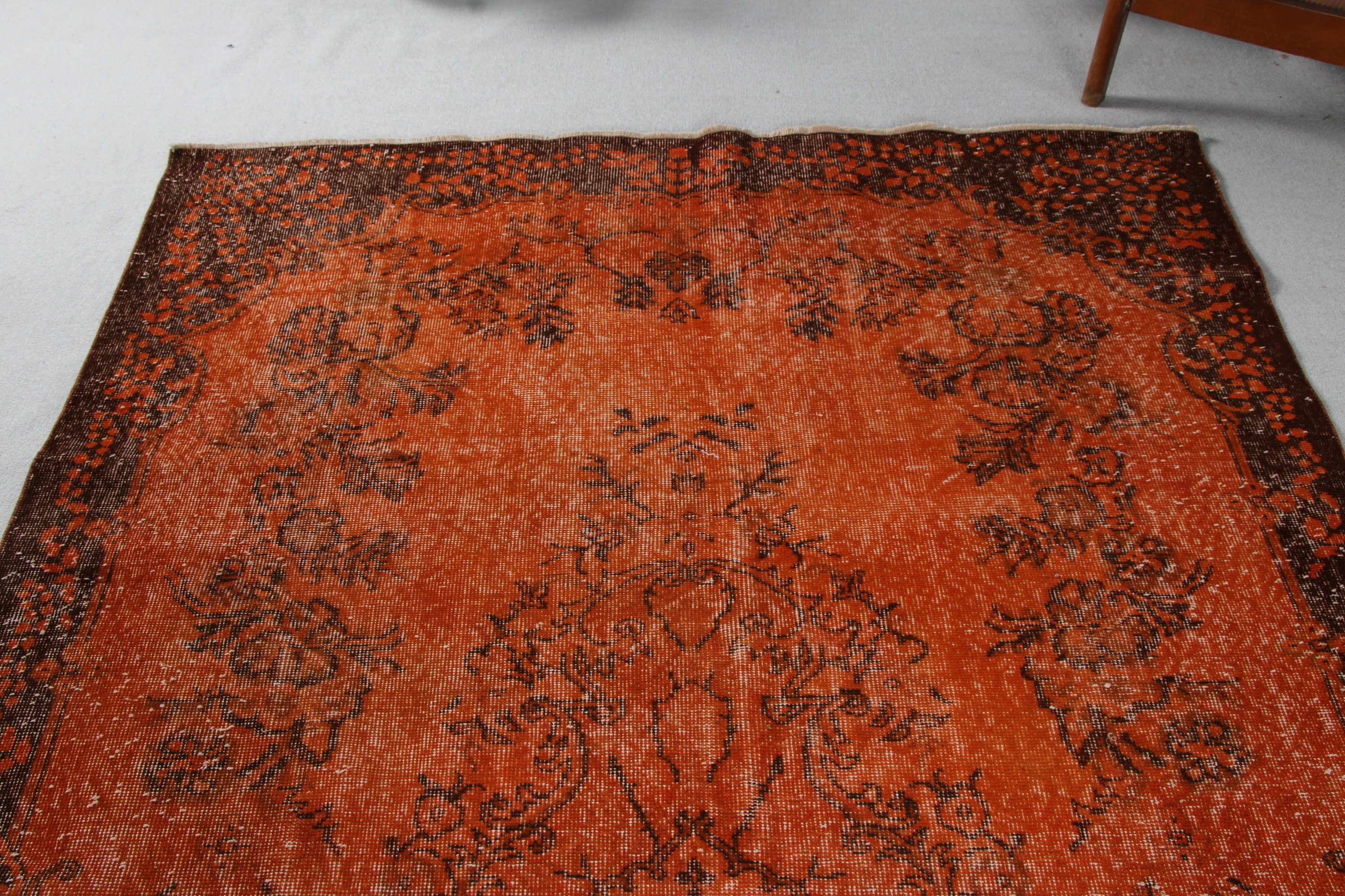 5.9x10 ft Büyük Halılar, Yemek Odası Halıları, Anadolu Halıları, Turuncu El Dokuma Halı, Yatak Odası Halısı, Türk Halıları, Ev Dekorasyonu Halısı, Vintage Halılar