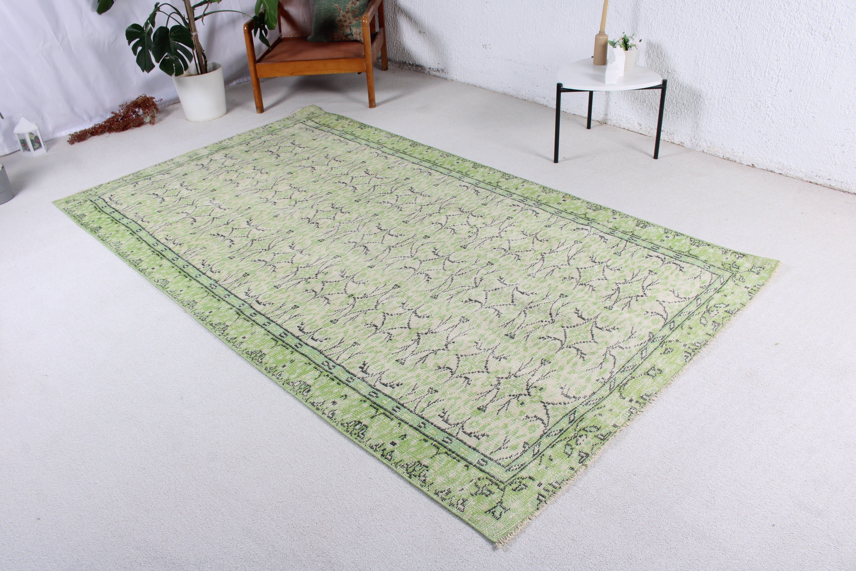 Ethnic Rugs, Large Boho Rugs, Vintage Rug, Flatweave Rug, Turkish Rug, Floor Rugs, 4.8x8.4 ft Large Rug, Salon Rugs, Green Oriental Rugs