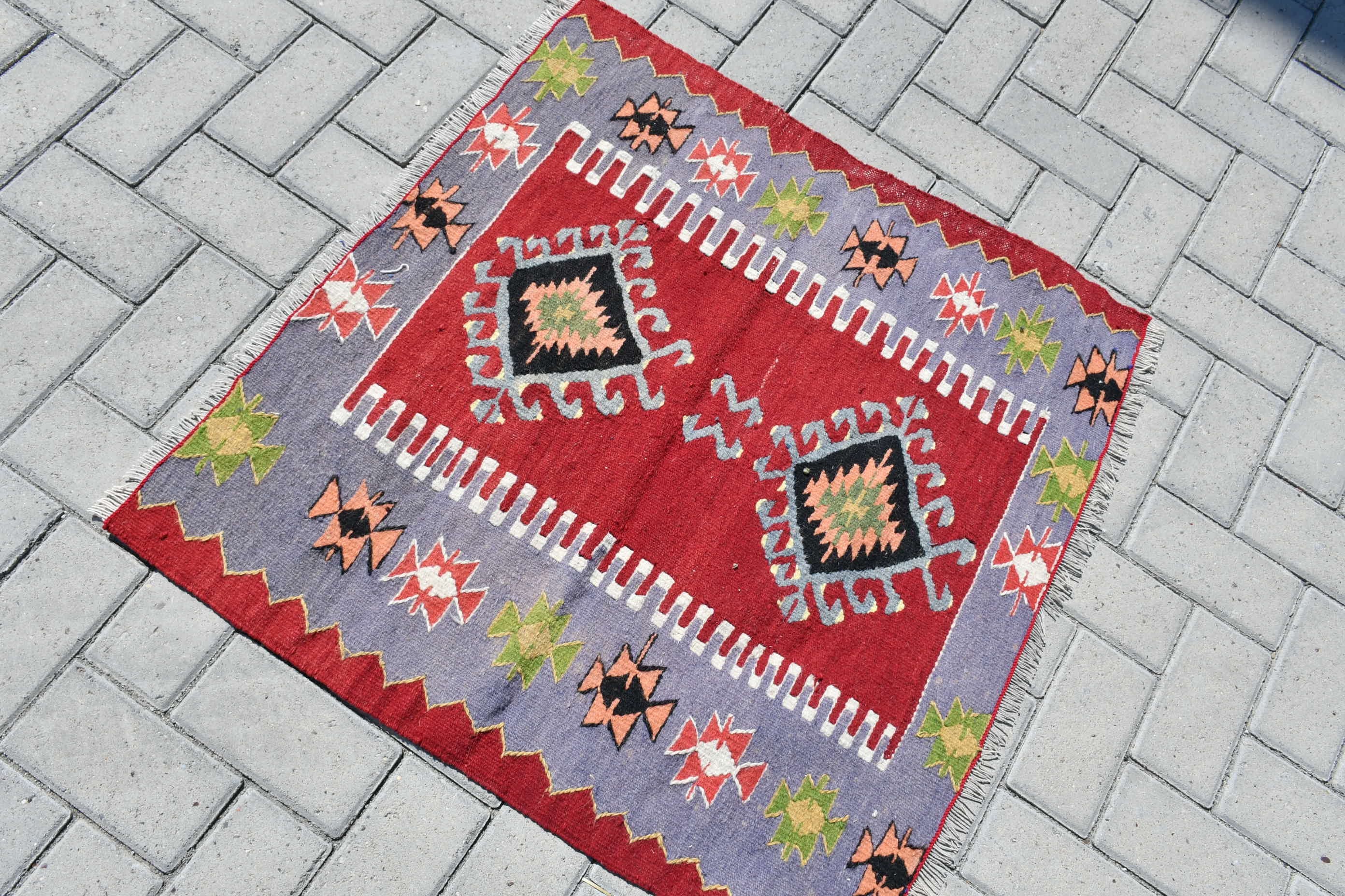 86x83 cm Küçük Kilim, Türk Kilim, Mavi Anadolu Kilim, Paspas Kilim, Duvar Kilim, Banyo Kilim, Mutfak Kilim, Anadolu Kilim, Mutfak Kilim