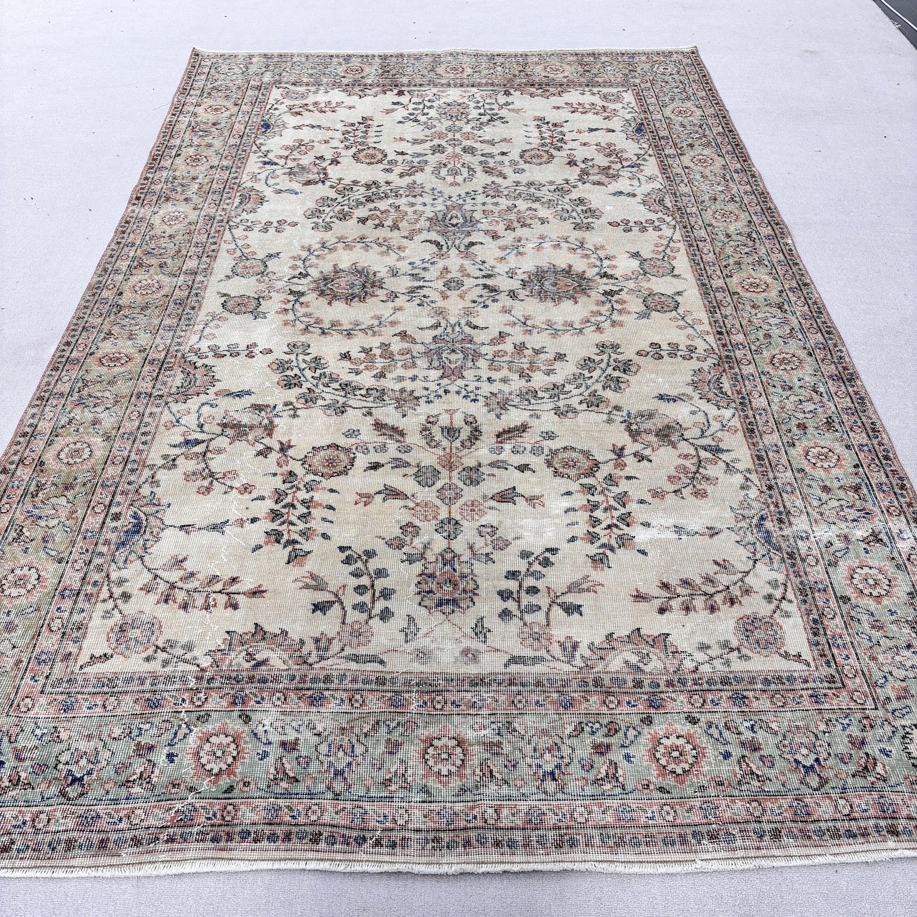 6,5x10,4 ft Büyük Halılar, Büyük Oushak Halıları, Vintage Halılar, Büyük Vintage Halı, Türk Halısı, Oryantal Halı, Pembe Fas Halıları