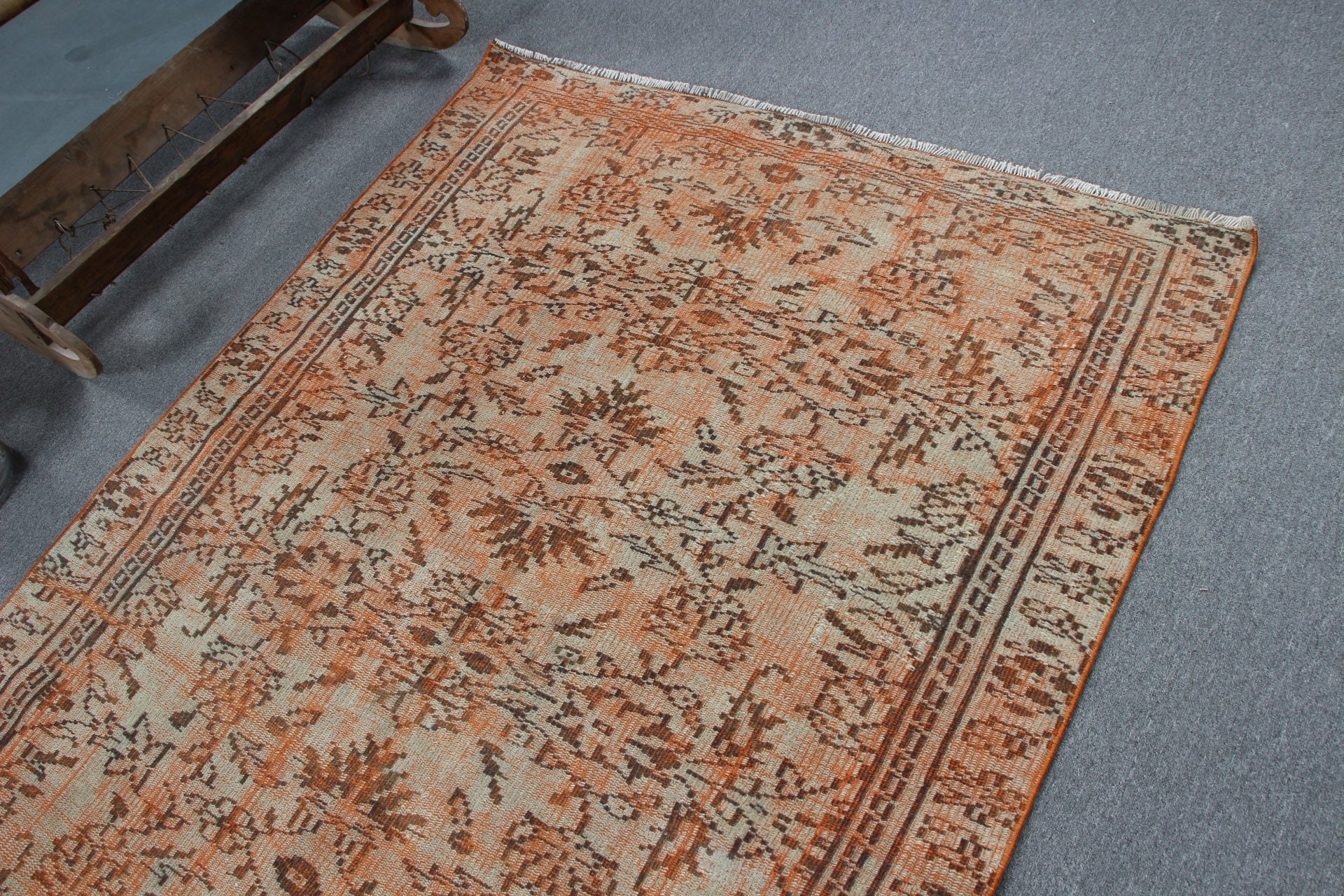 Oturma Odası Halıları, Pastel Halı, Kahverengi Mutfak Halısı, Yün Halılar, İç Mekan Halısı, Türk Halısı, Ev Dekor Halısı, Vintage Halı, 4.7x7 ft Alan Halısı