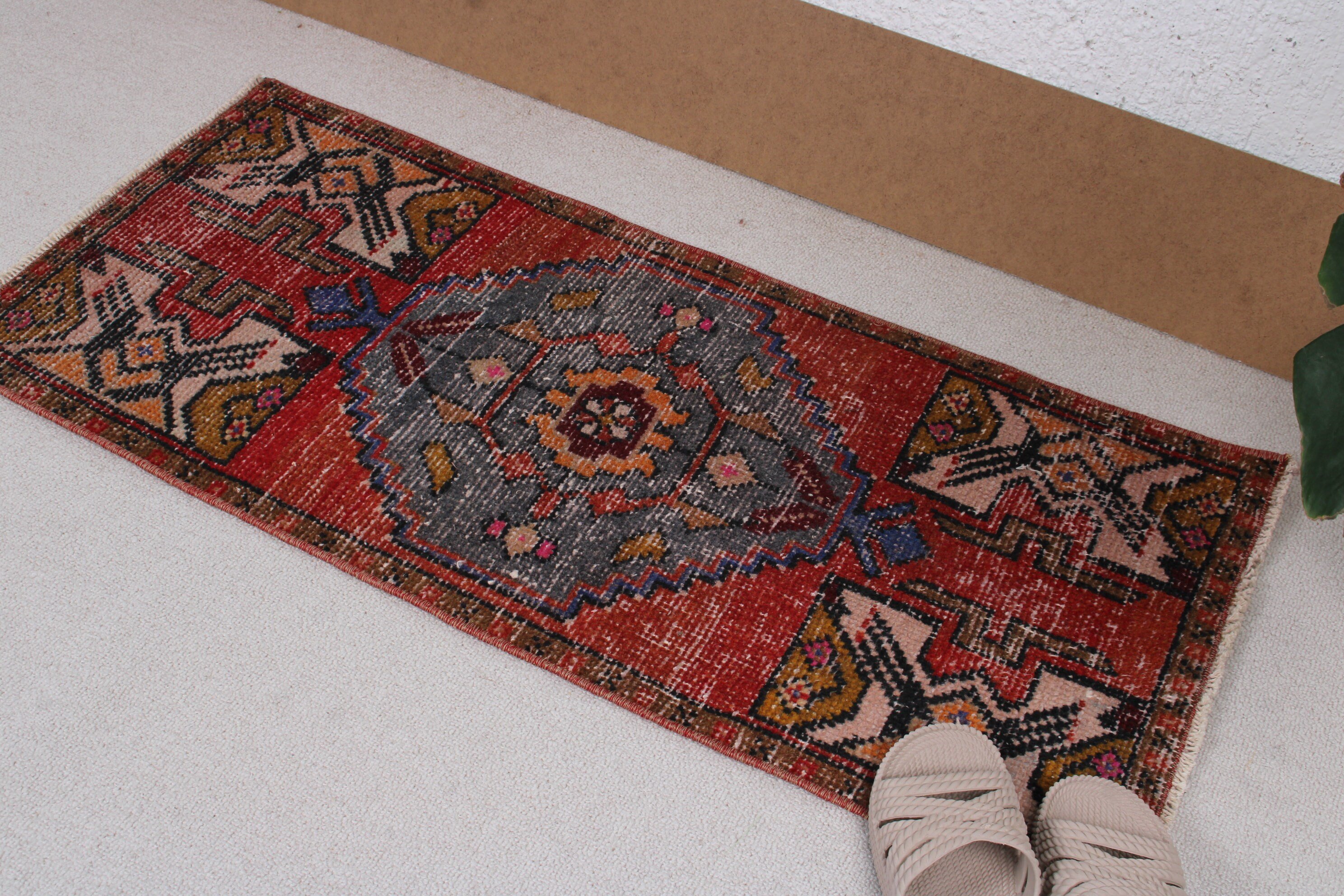 Gray Handwoven Rug, Bedroom Rugs, 1.5x3.3 ft Small Rugs, Turkish Rug, Small Boho Rug, Vintage Rugs, Geometric Rugs, Handwoven Rugs