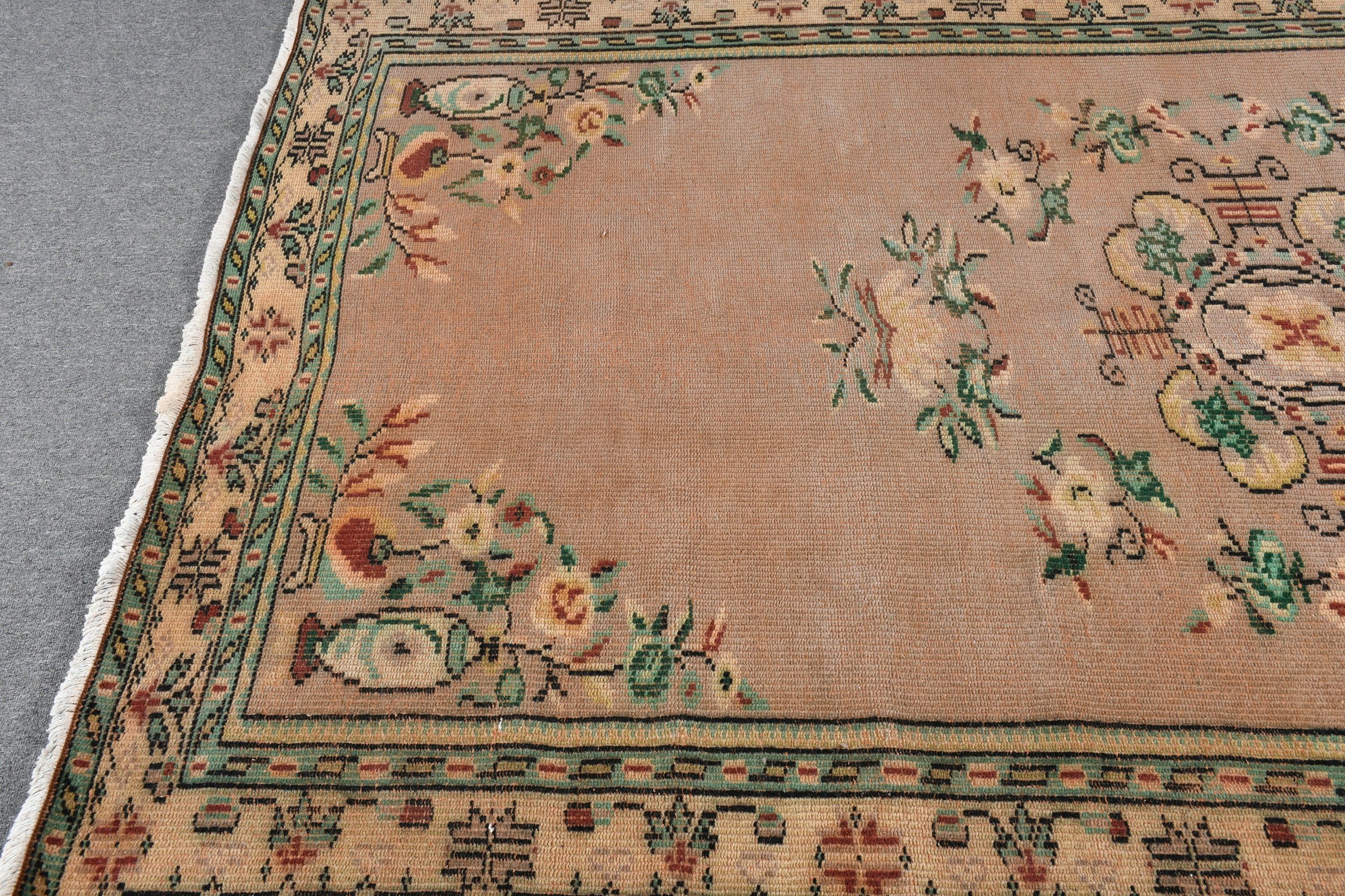 Vintage Rug, Anatolian Rug, Turkish Rug, Salon Rug, Natural Rug, Oushak Rugs, Brown  5.6x8.6 ft Large Rug, Living Room Rug