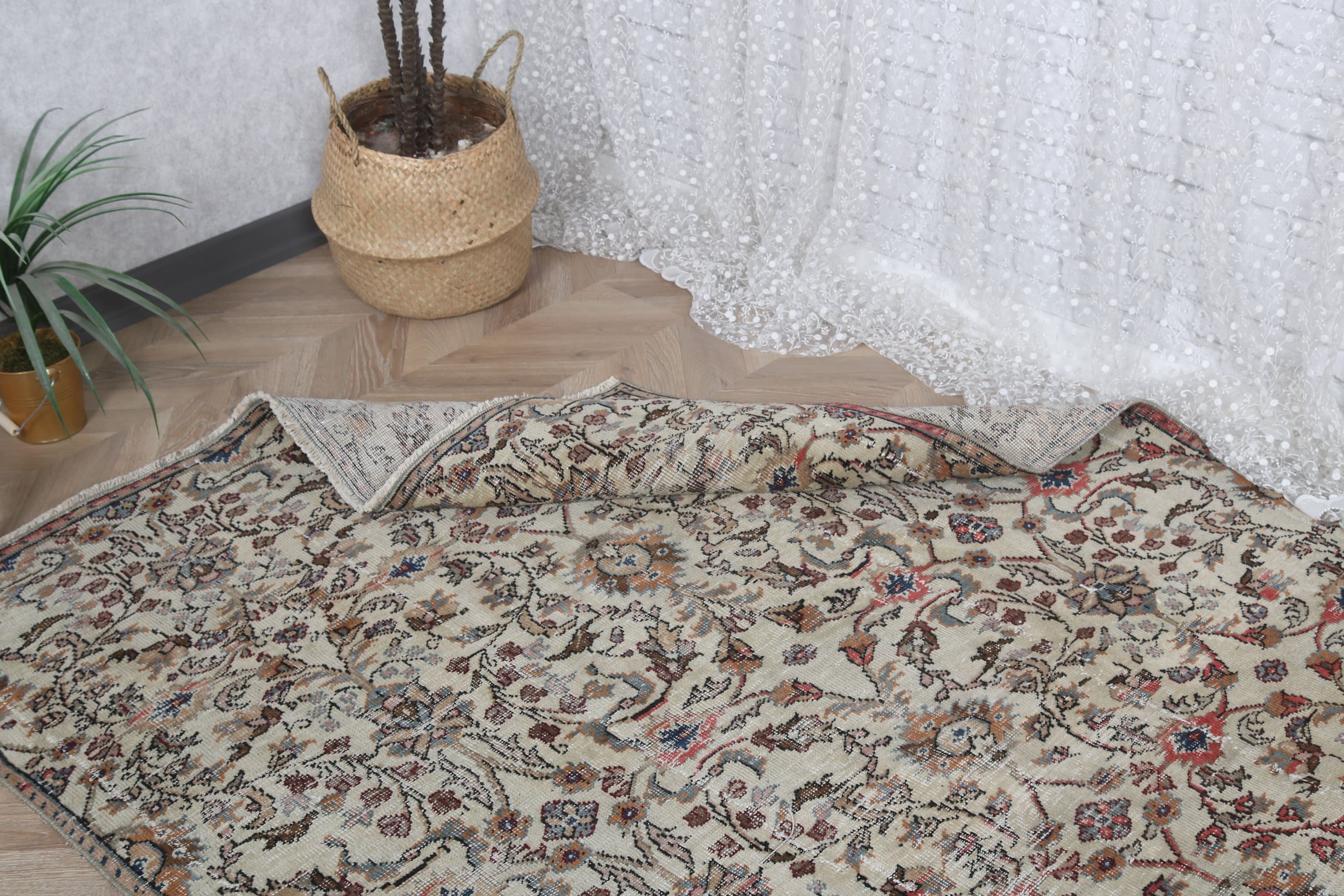 Çocuk Halıları, Vintage Halılar, Nötr Halılar, Ev Halıları, Türk Halıları, Bej Boho Halısı, Modern Halılar, Vintage Dekor Halıları, 4,7x7,2 ft Alan Halıları