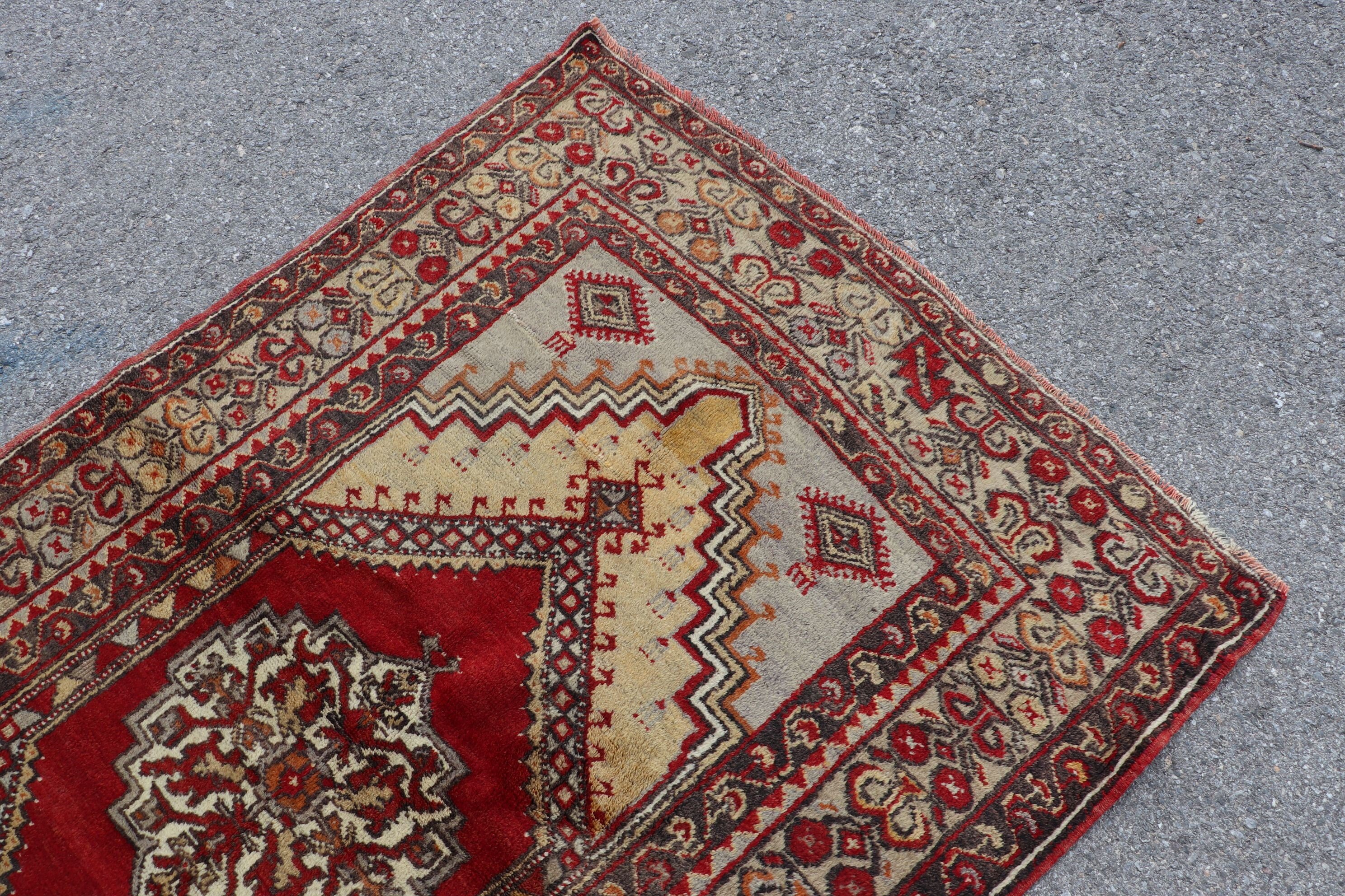 Nursery Rug, Rugs for Kitchen, Oriental Rug, Vintage Rug, 3.8x5.8 ft Accent Rugs, Kitchen Rug, Turkish Rug, Red Oushak Rug, Entry Rug