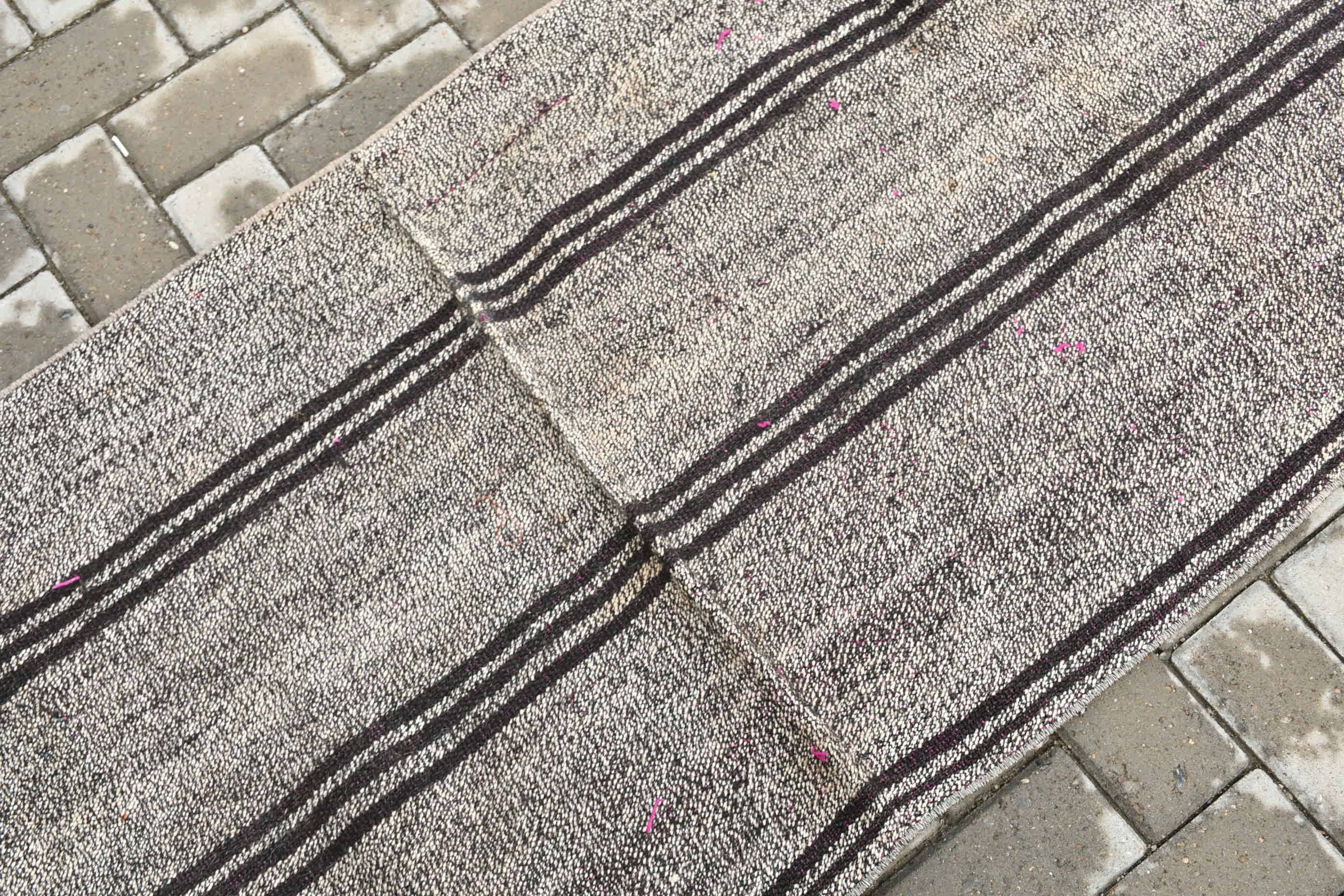 Oryantal Halı, Siyah Yer Halısı, 2,5x6,1 ft Aksan Halısı, Antika Halılar, Retro Halı, Türk Halısı, Giriş Halısı, Kilim, Vintage Halılar, Çocuk Halısı