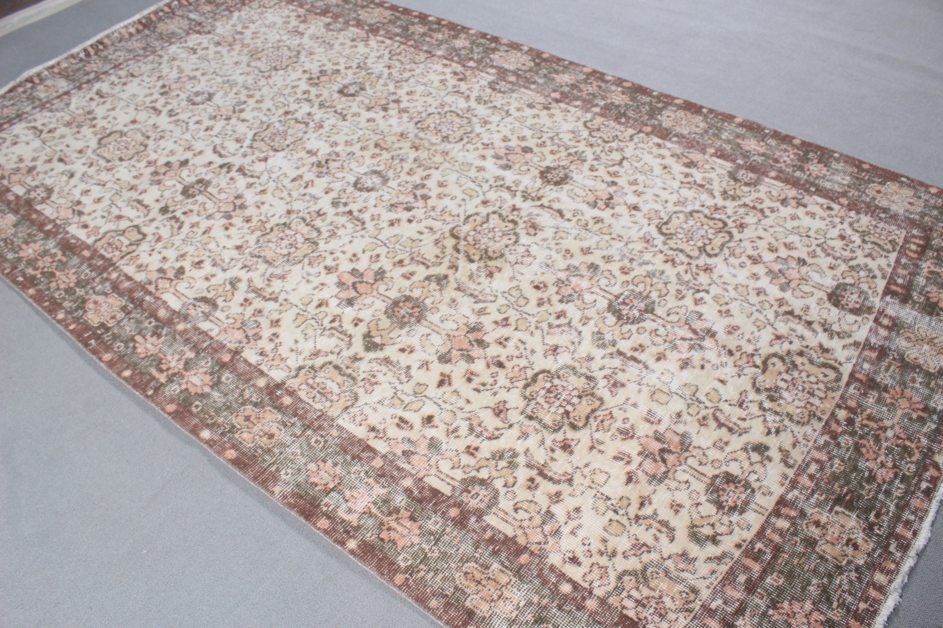 Vintage Rug, Beige Flatweave Rug, 5.1x9.1 ft Large Rug, Outdoor Rugs, Turkish Rug, Oushak Rugs, Luxury Rugs, Dining Room Rug, Salon Rugs