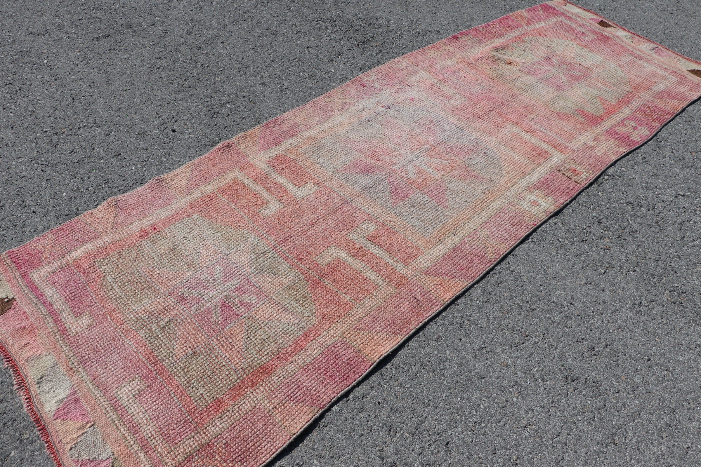 Pink Oriental Rug, Corridor Rug, Bedroom Rugs, Turkish Rug, Vintage Rug, Kitchen Rugs, 3.1x9.8 ft Runner Rug, Bright Rug