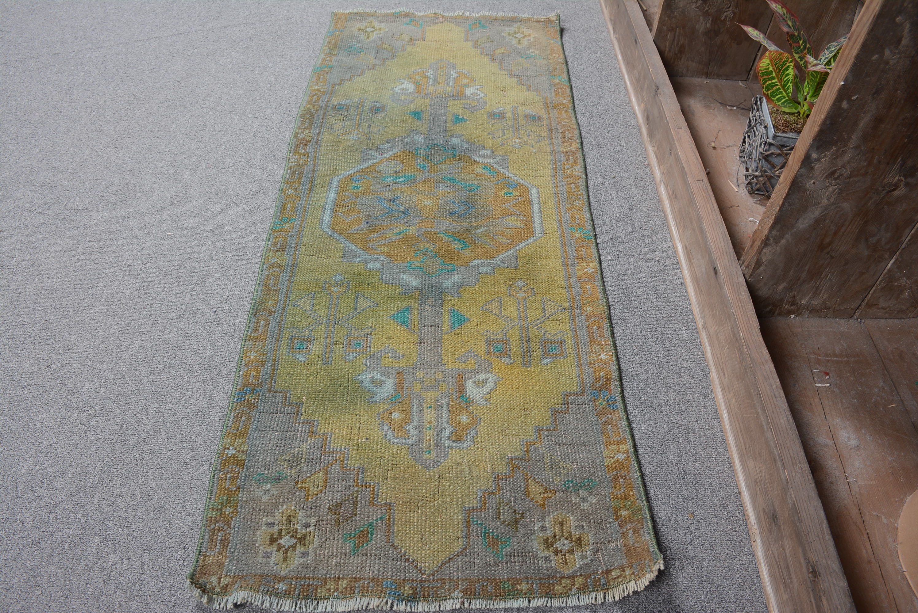 Çocuk Odası Halıları, Çocuk Halısı, Banyo Halıları, Yatak Odası Halısı, Türk Halısı, Yeşil 1.4x3.7 ft Küçük Halılar, Havalı Halı, Vintage Halı