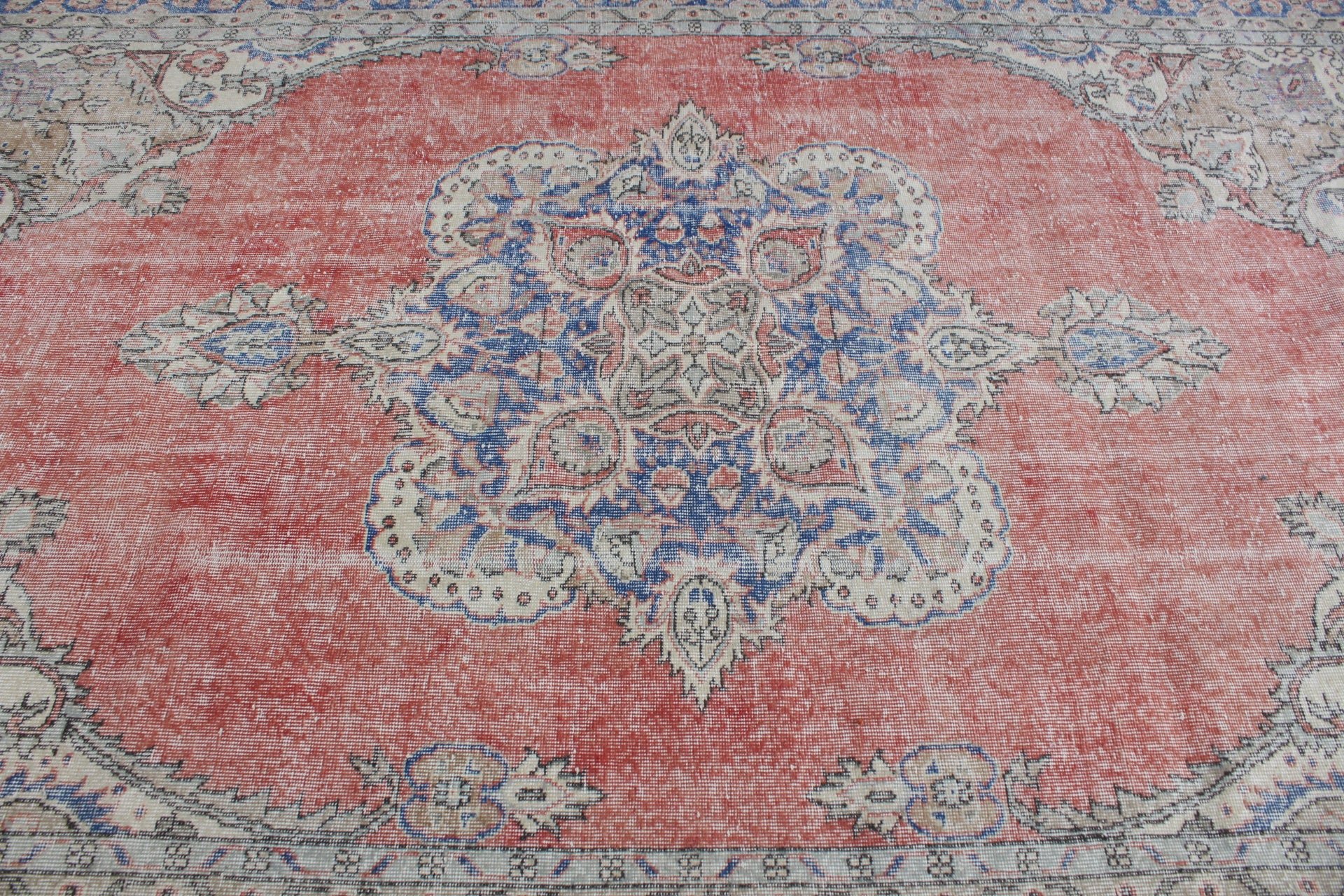 Ev Dekor Halısı, Türk Halısı, Vintage Halı, Salon Halısı, 7.1x11.1 ft Büyük Boy Halı, Oturma Odası Halısı, Yurt Halısı, Kırmızı Anadolu Halısı, Anadolu Halısı