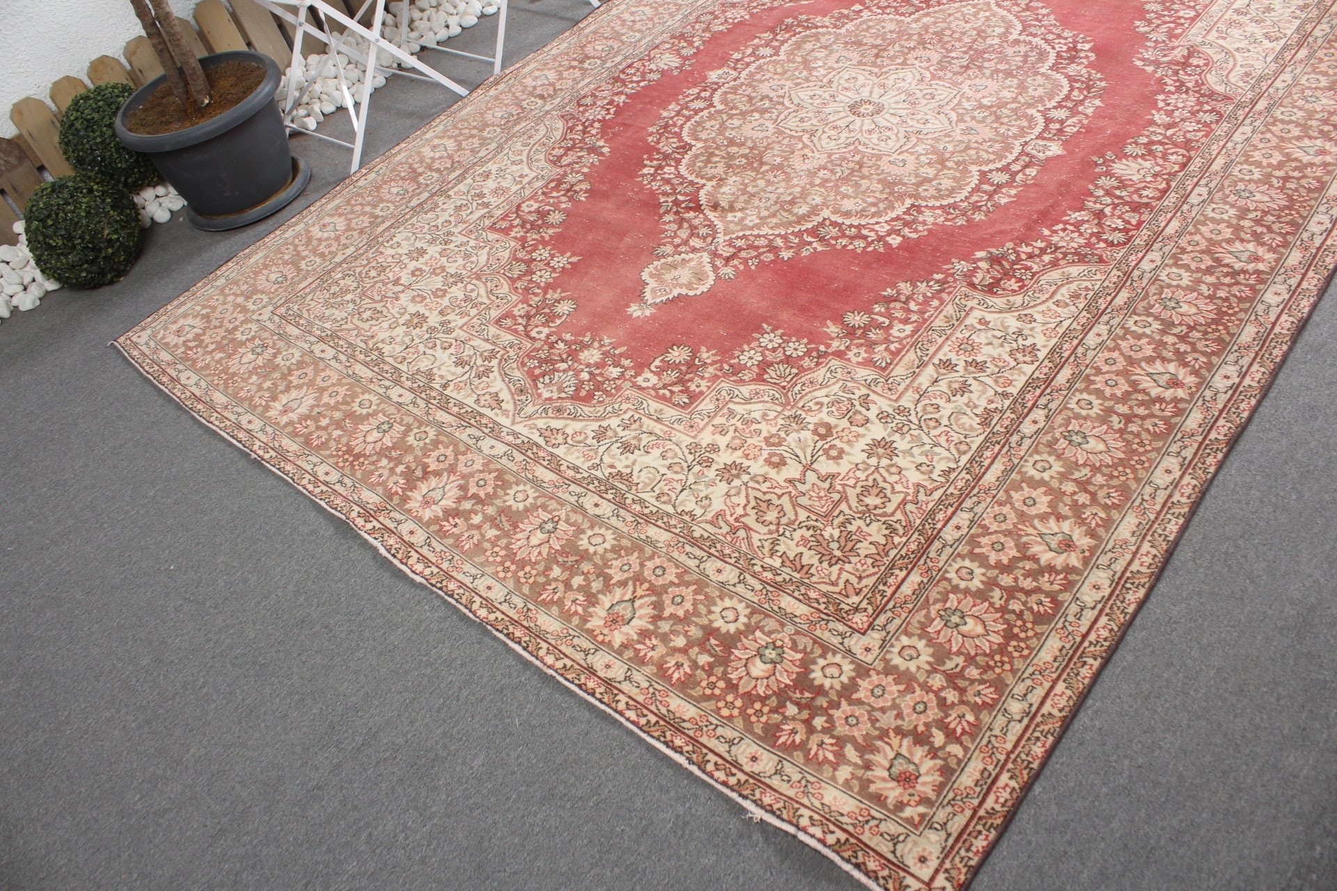 Düz Dokuma Halı, Yatak Odası Halısı, 6.9x9.8 ft Büyük Halı, Bej Soğuk Halı, Anadolu Halısı, Vintage Halı, Yemek Odası Halıları, Türk Halıları