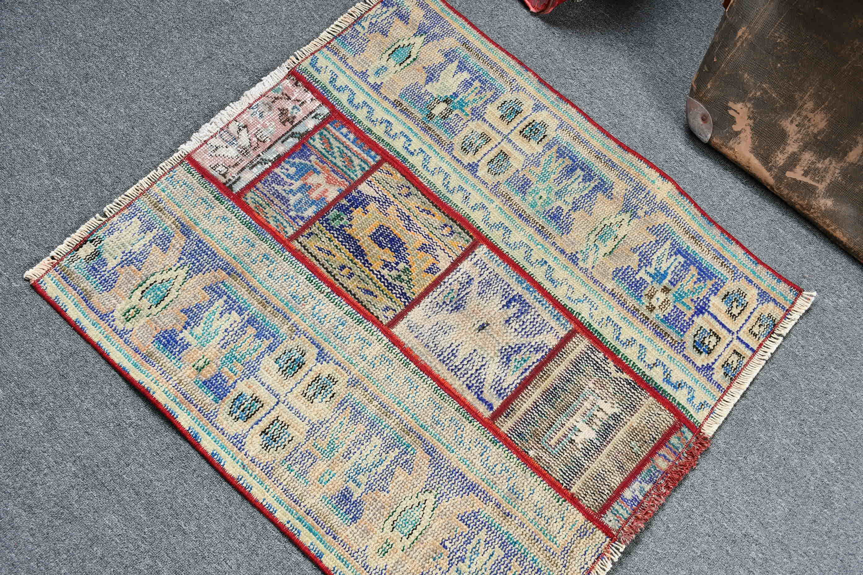 Vintage Halı, Araba Paspas Halısı, Duvara Asılı Halı, 2.6x2.7 ft Küçük Halılar, Türk Halıları, Yer Halıları, Soluk Halı, Yeşil Yün Halı, Mutfak Halıları