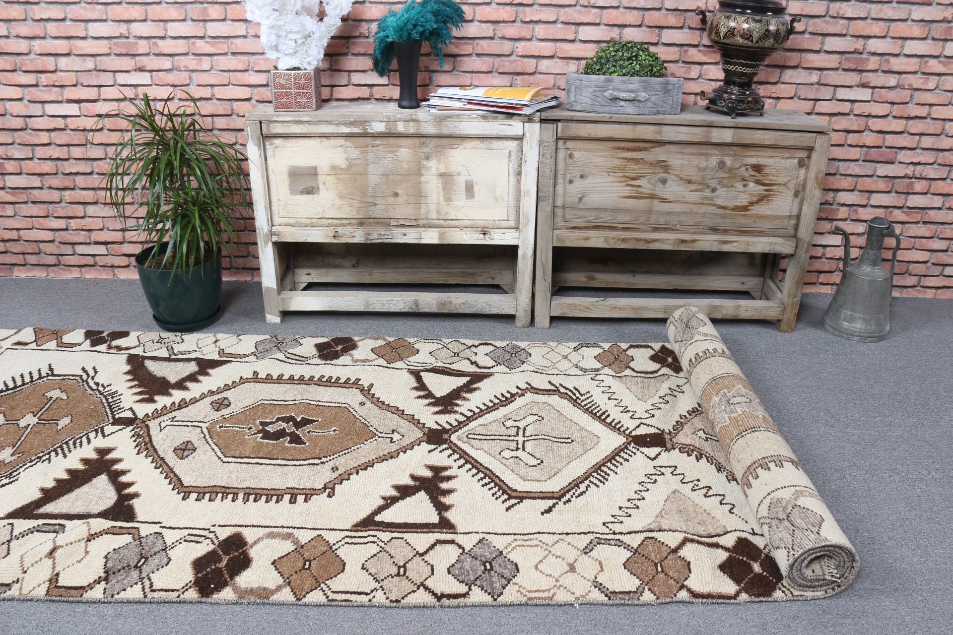 Nomadic Rugs, Stair Rug, Rugs for Corridor, Cool Rug, Beige Home Decor Rug, Kitchen Rug, Vintage Rug, Turkish Rug, 3.4x11.7 ft Runner Rug